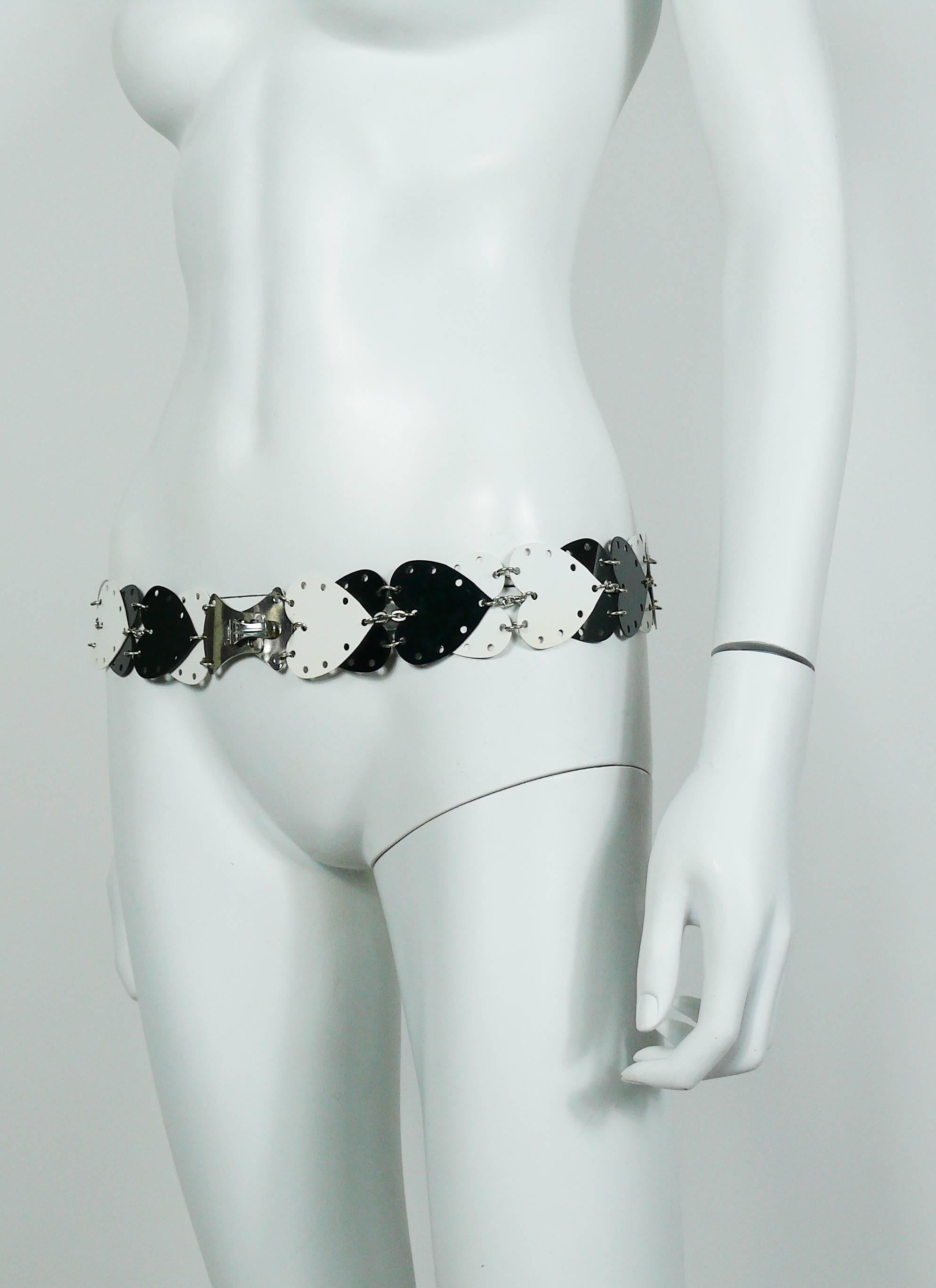 Paco Rabanne Vintage Black and White Rhodoid Heart Belt 3