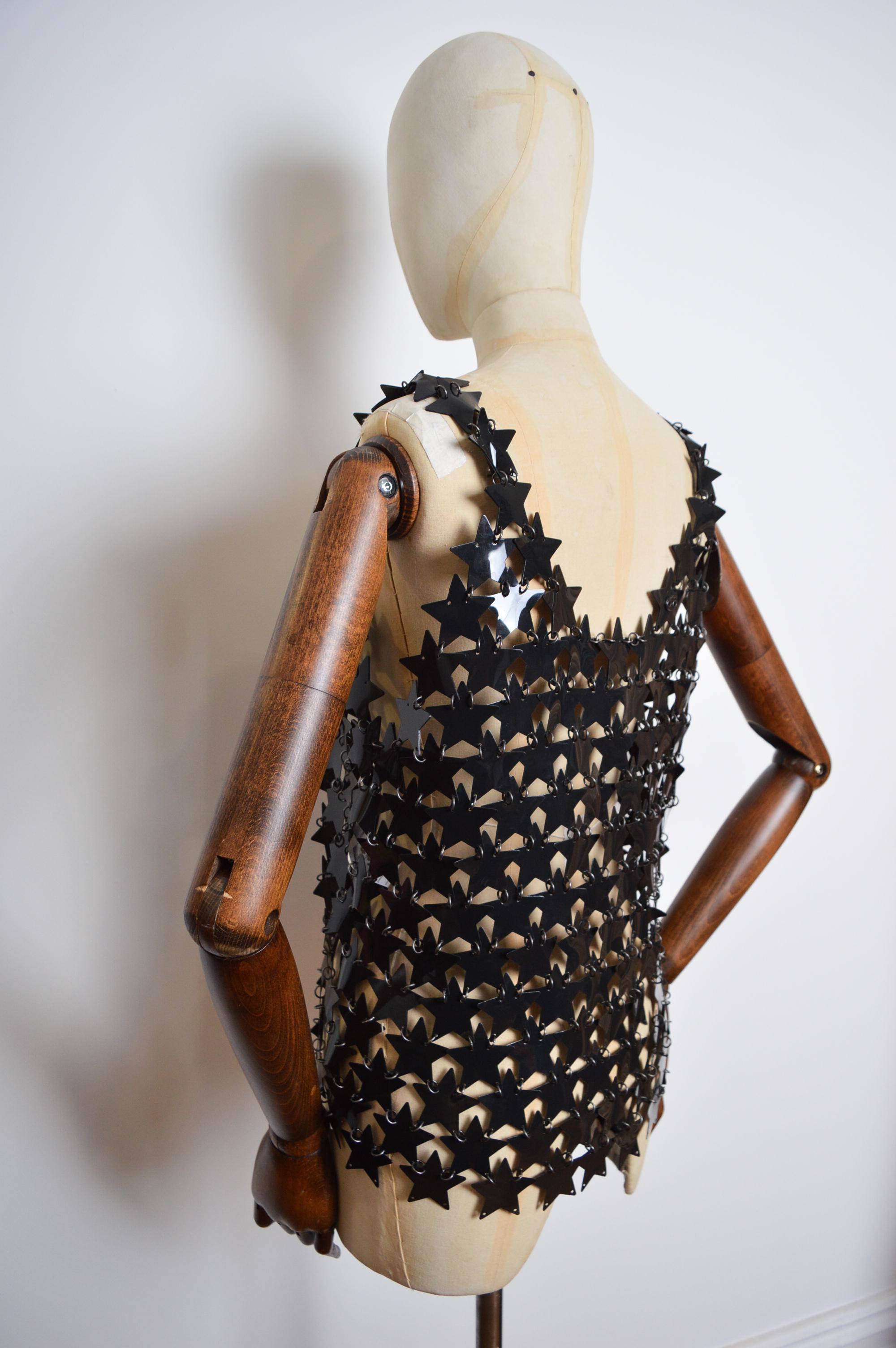 Paco Rabanne Vintage Black Chainmail Star Shaped Disc Mesh Vest Top For Sale 10