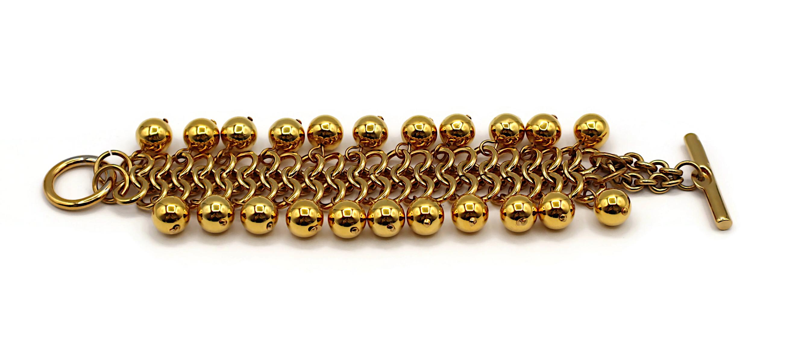 PACO RABANNE Vintage Gold Tone Ball Charm Bracelet For Sale 6