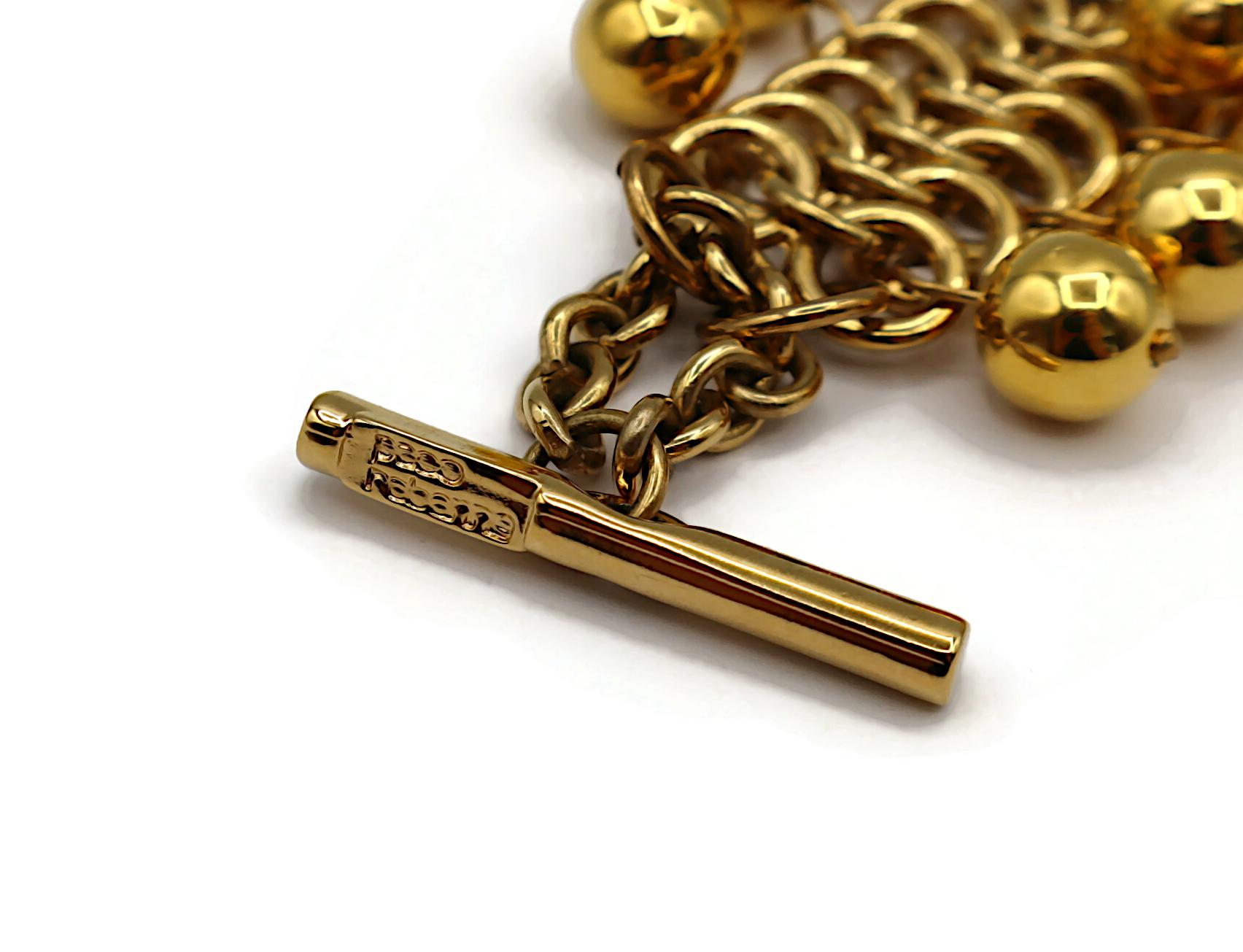 PACO RABANNE Vintage Gold Tone Ball Charm Bracelet For Sale 7