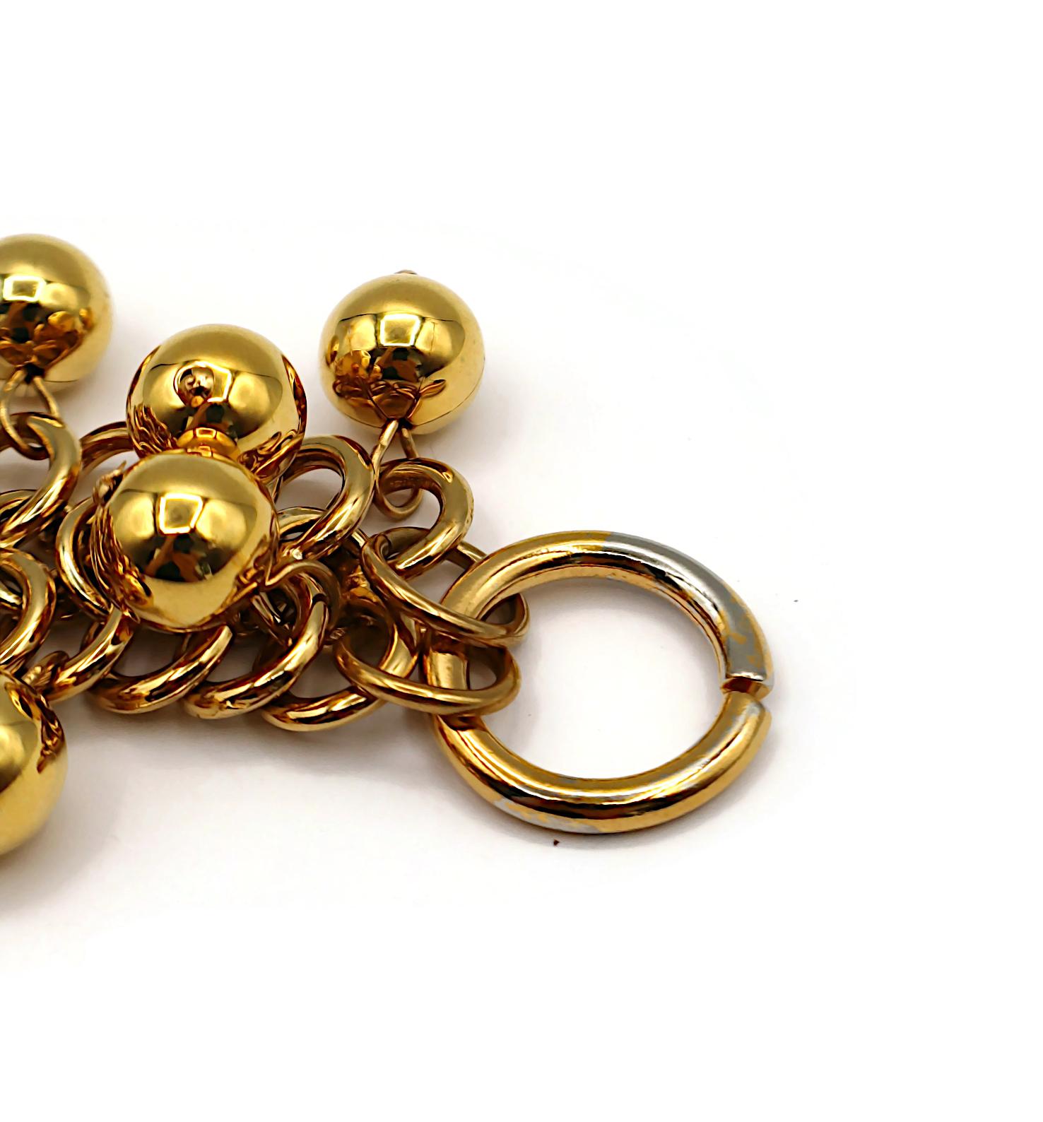 PACO RABANNE Vintage Gold Tone Ball Charm Bracelet For Sale 8