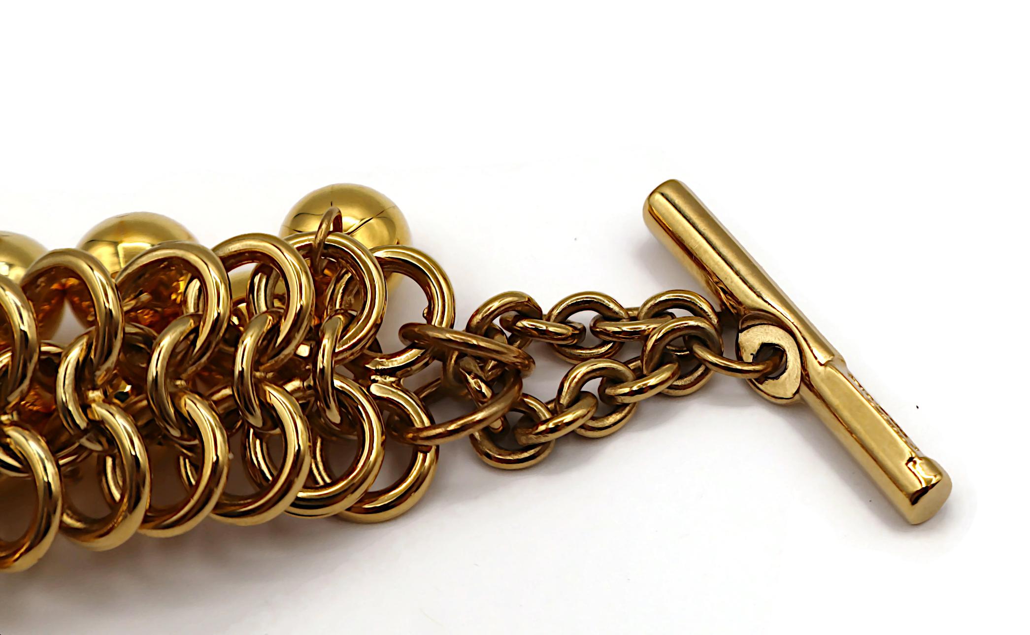 PACO RABANNE Vintage Gold Tone Ball Charm Bracelet For Sale 9