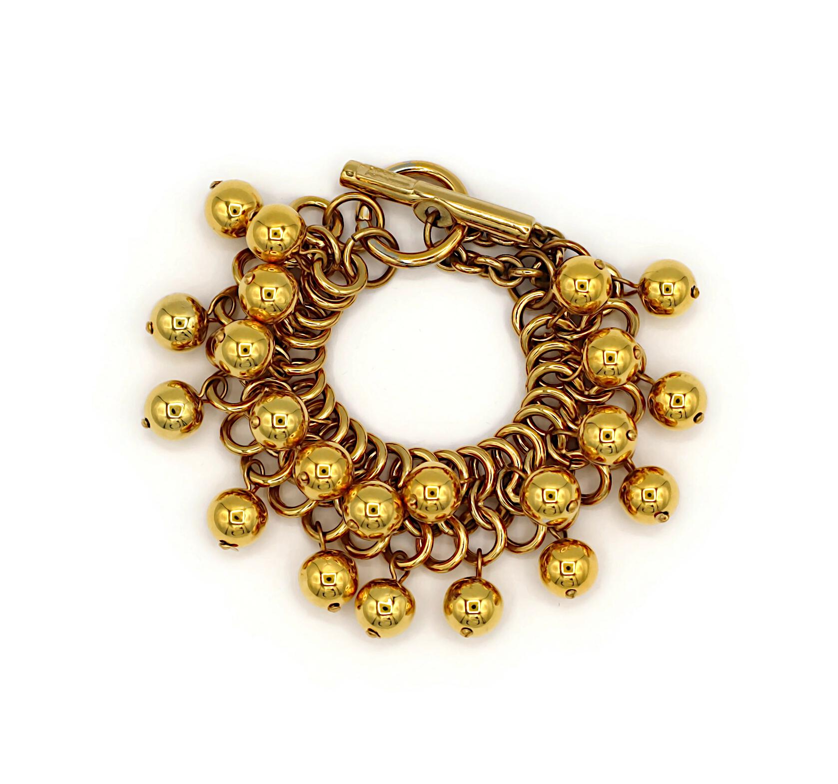 Women's PACO RABANNE Vintage Gold Tone Ball Charm Bracelet For Sale