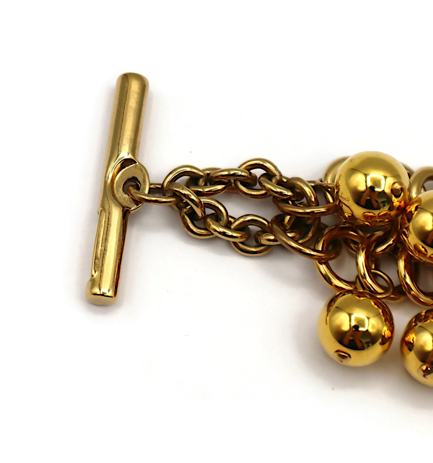 PACO RABANNE Vintage Gold Tone Ball Charm Bracelet For Sale 1
