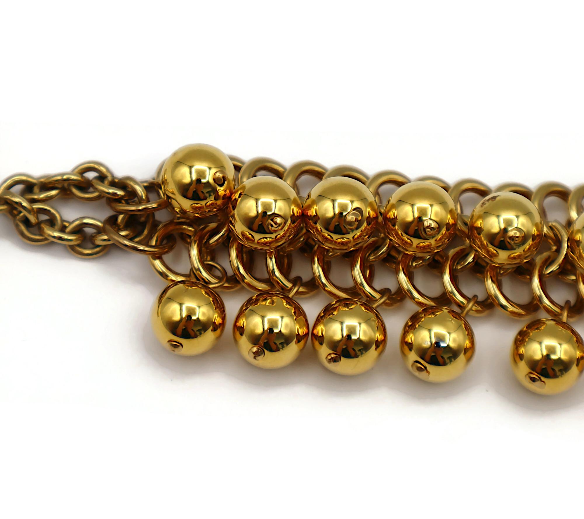 PACO RABANNE Vintage Gold Tone Ball Charm Bracelet For Sale 2
