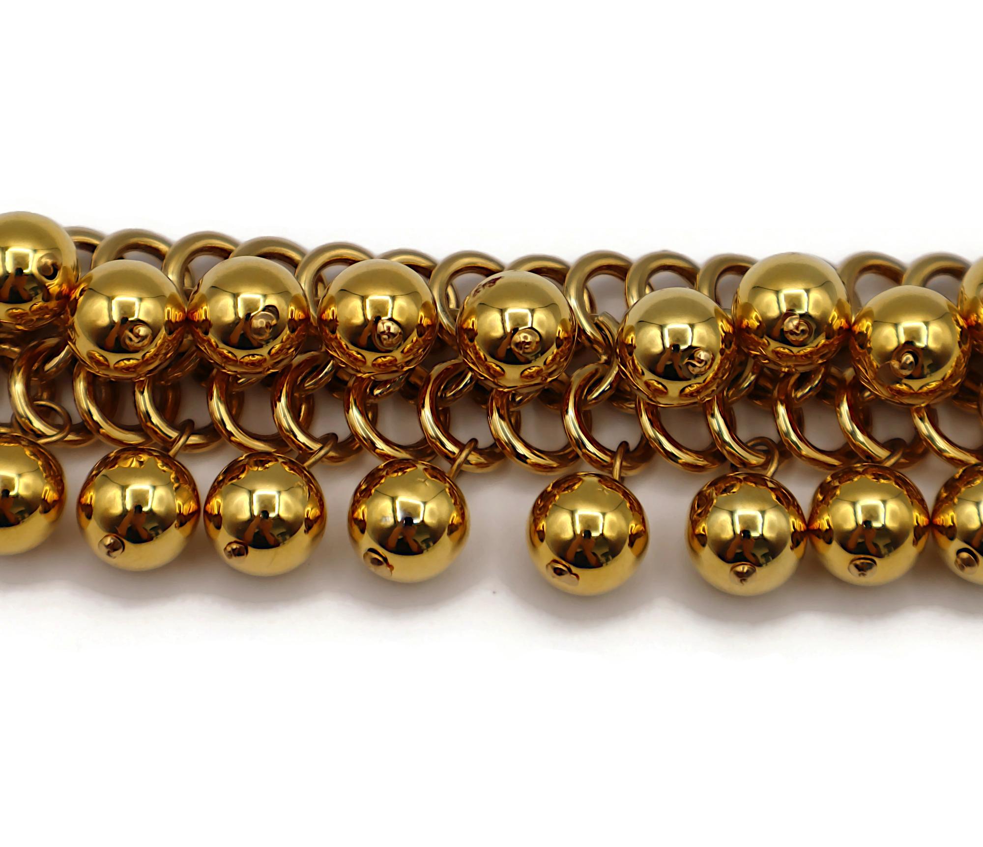 PACO RABANNE Vintage Gold Tone Ball Charm Bracelet For Sale 3