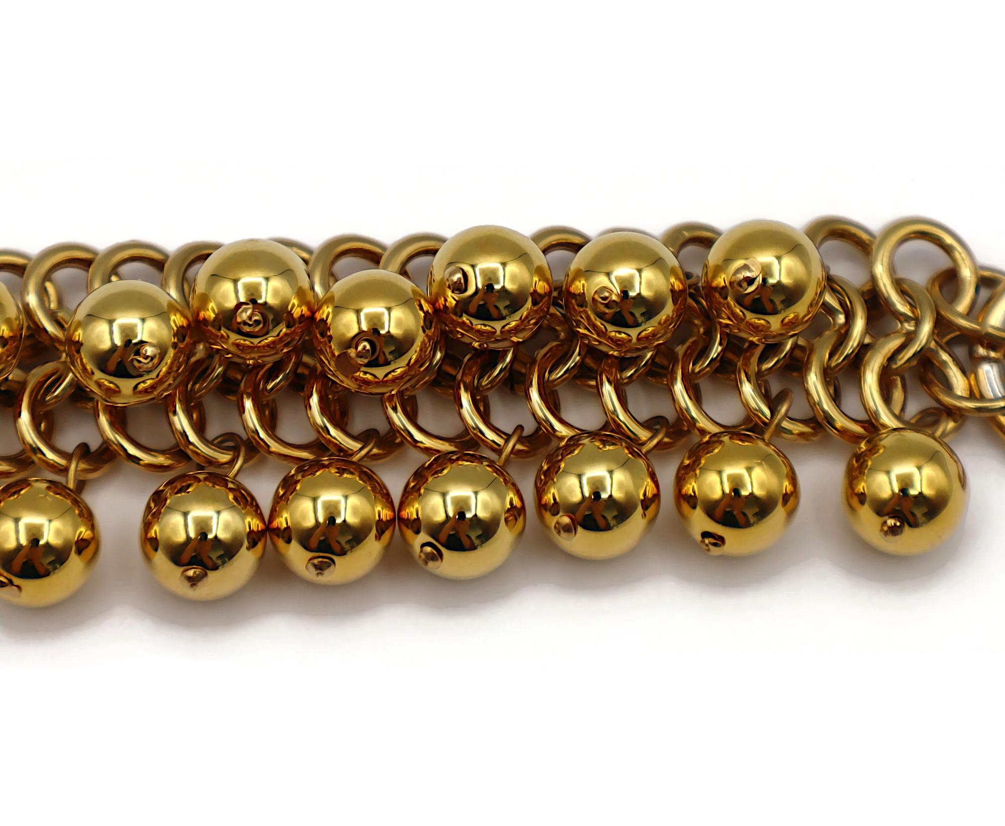 PACO RABANNE Vintage Gold Tone Ball Charm Bracelet For Sale 4