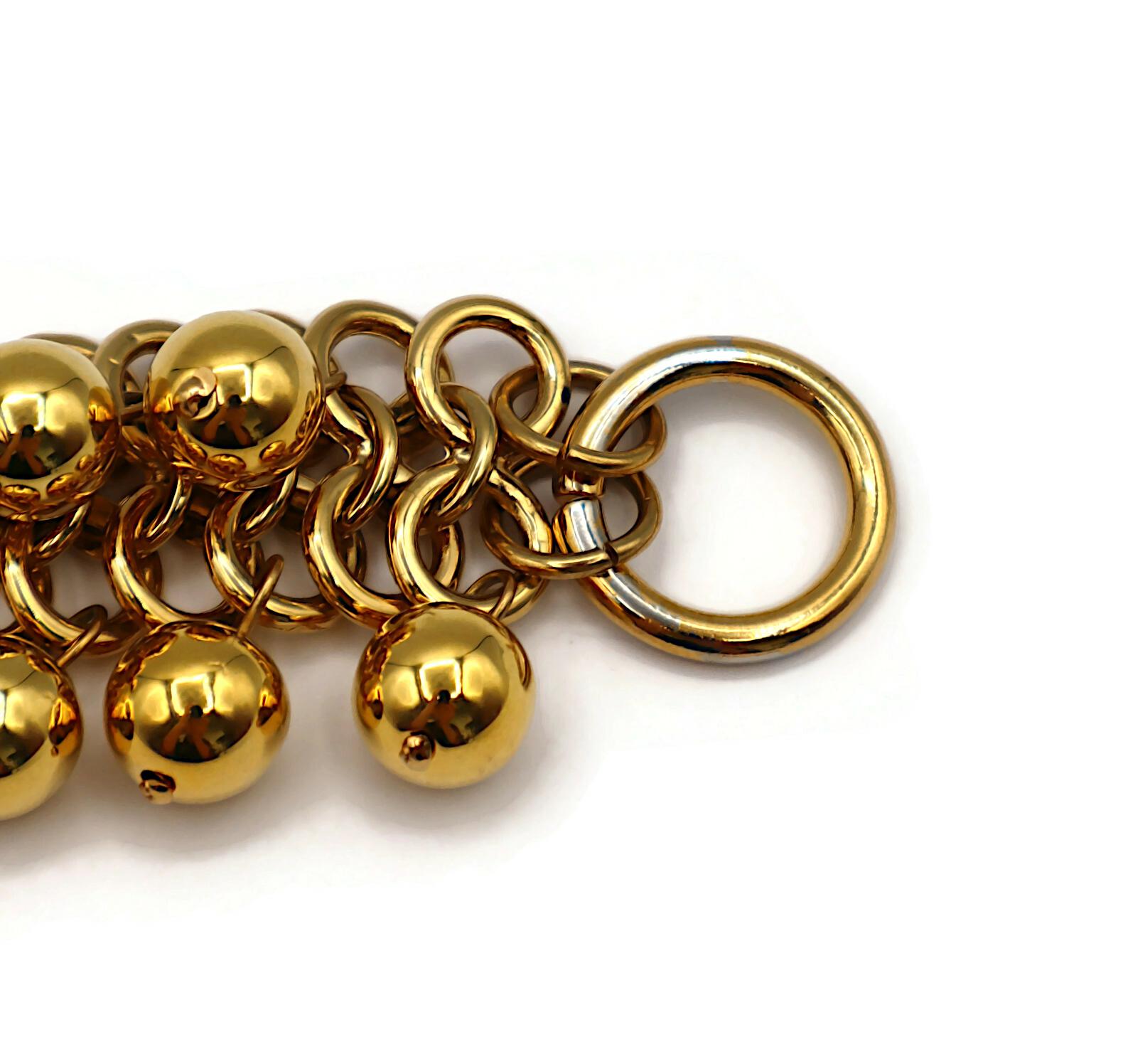 PACO RABANNE Vintage Gold Tone Ball Charm Bracelet For Sale 5