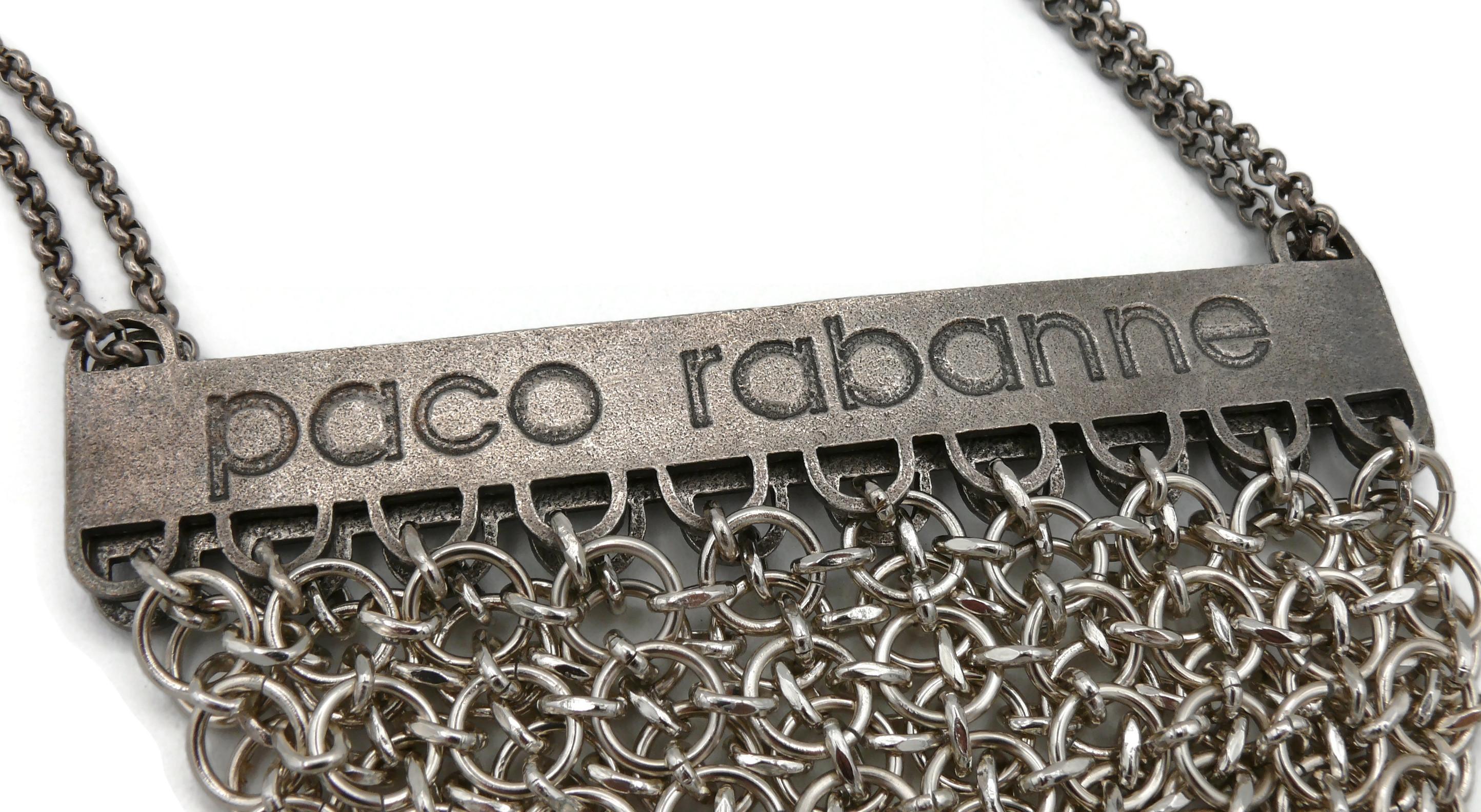 PACO RABANNE - Mini sac messager en cotte de mailles argentée vintage en vente 8