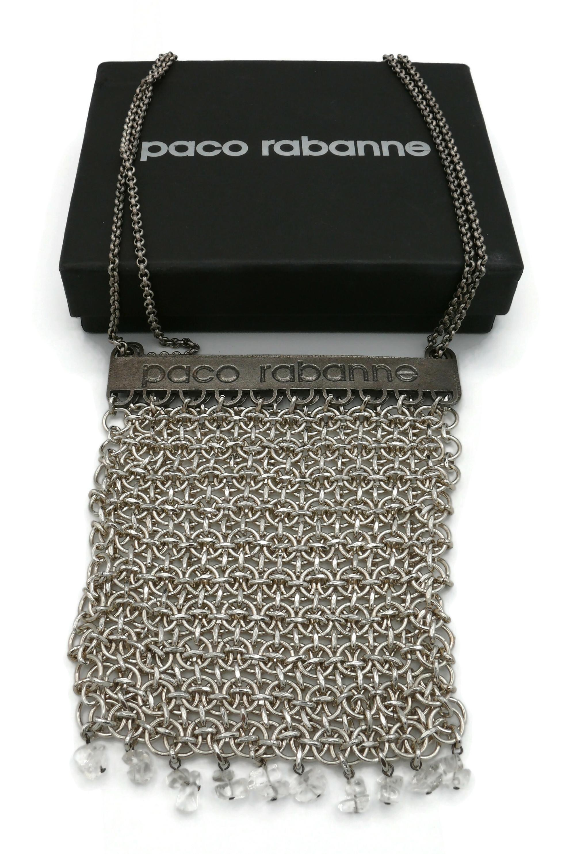 PACO RABANNE - Mini sac messager en cotte de mailles argentée vintage Bon état - En vente à Nice, FR