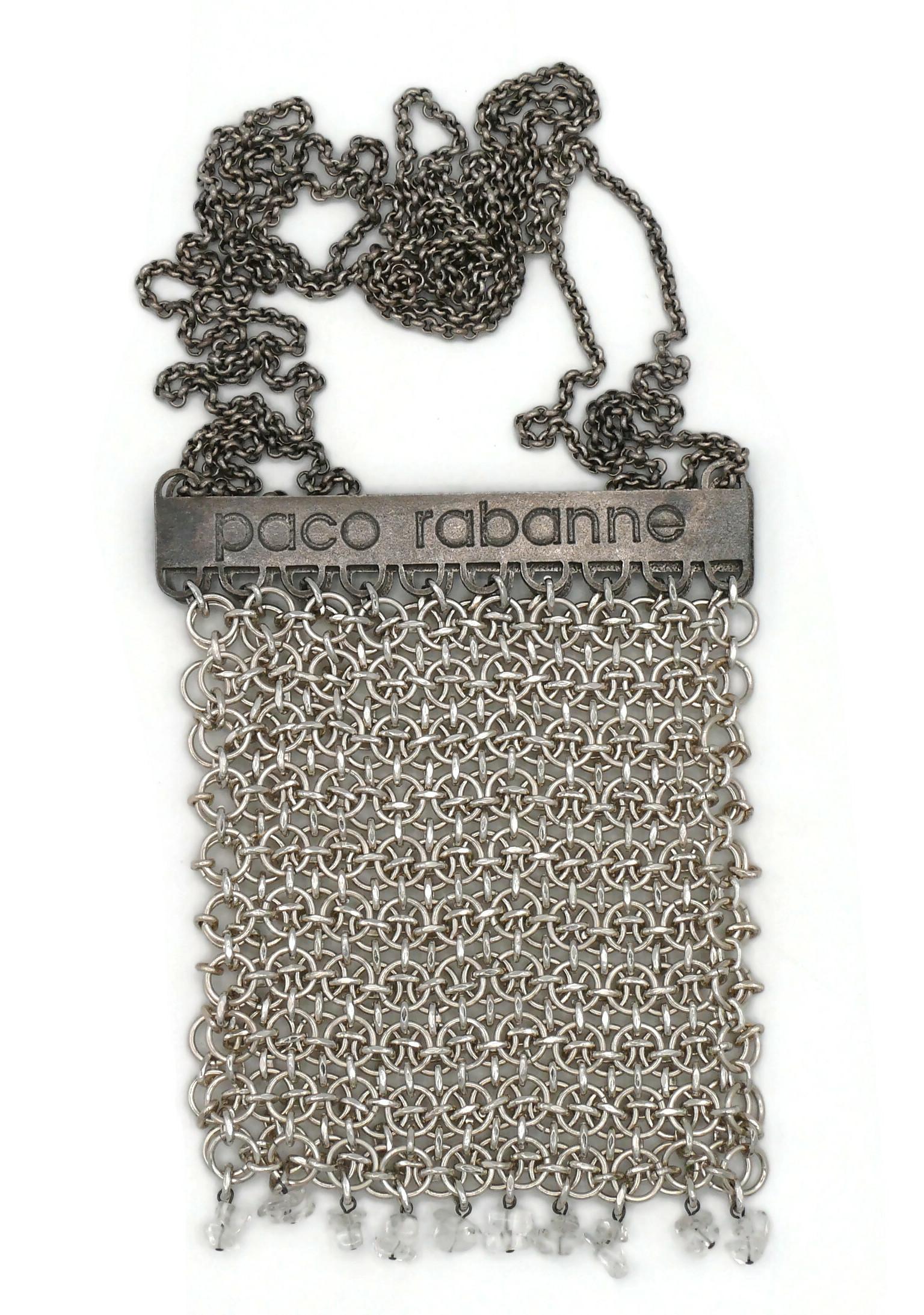 PACO RABANNE Vintage Mini Silver Tone Chainmail Messenger Bag In Good Condition For Sale In Nice, FR