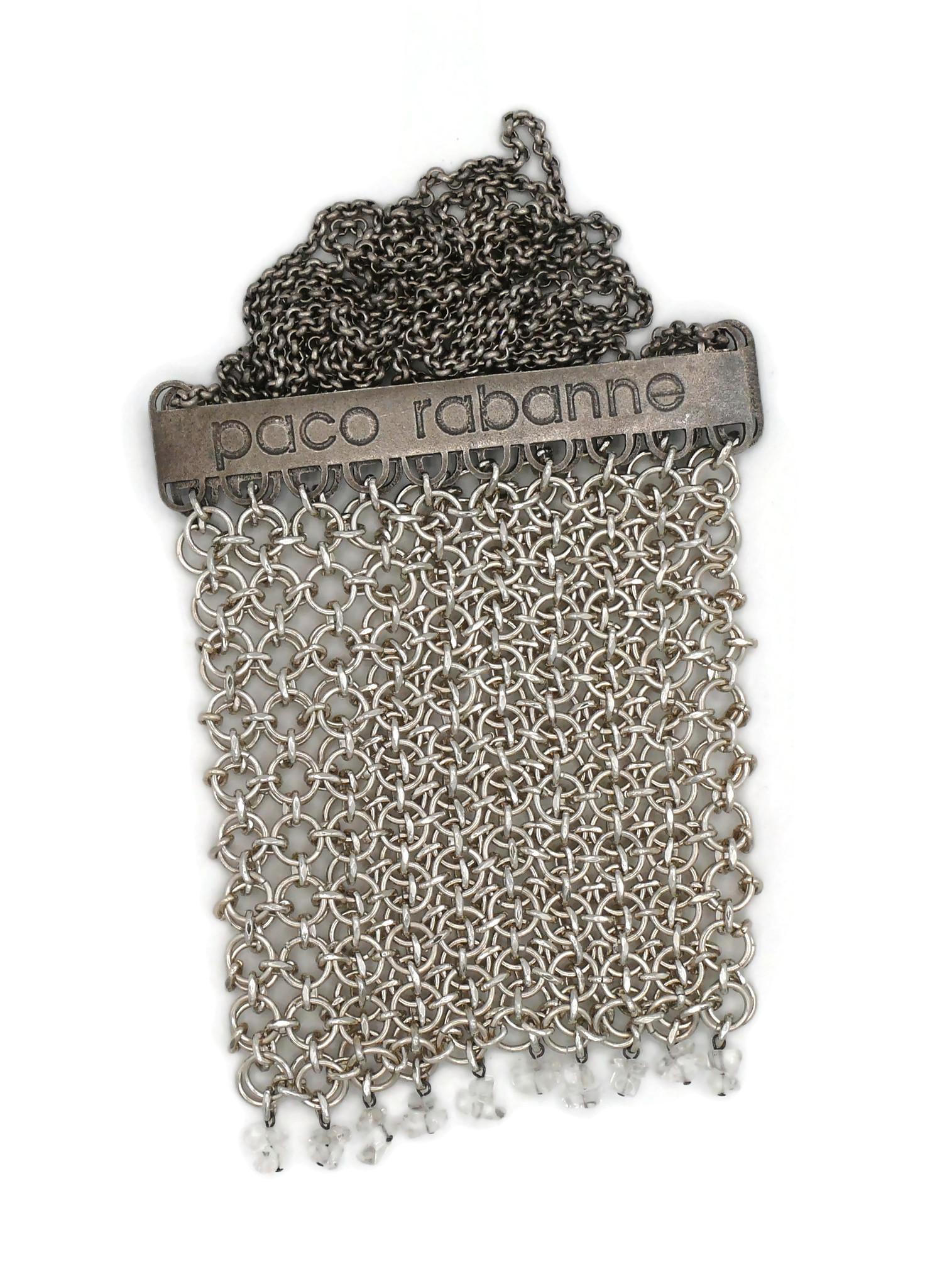 PACO RABANNE Vintage Mini Silver Tone Chainmail Messenger Bag For Sale 2