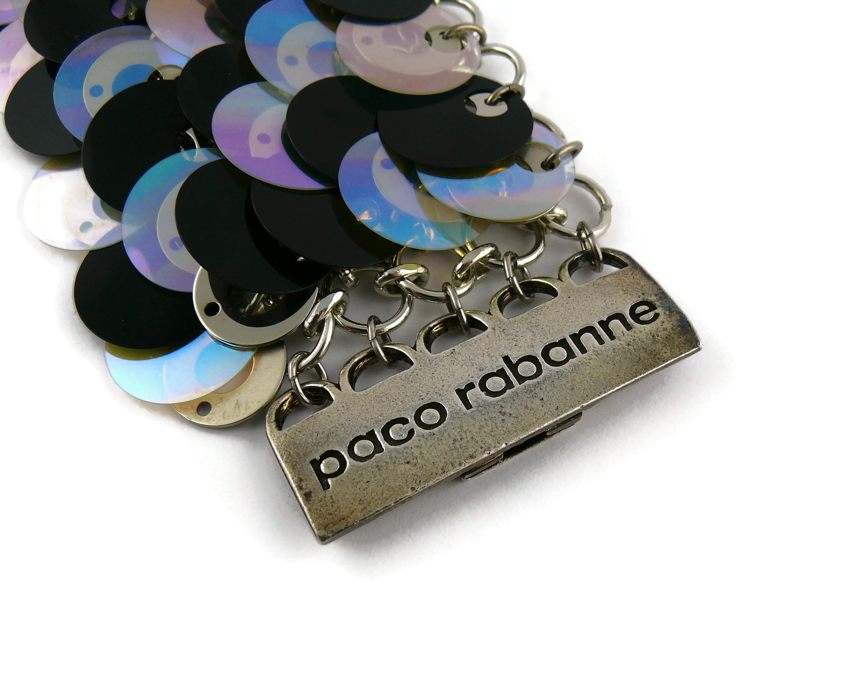 Paco Rabanne Vintage Rhodoid and Metal Discs Cuff Bracelet 1