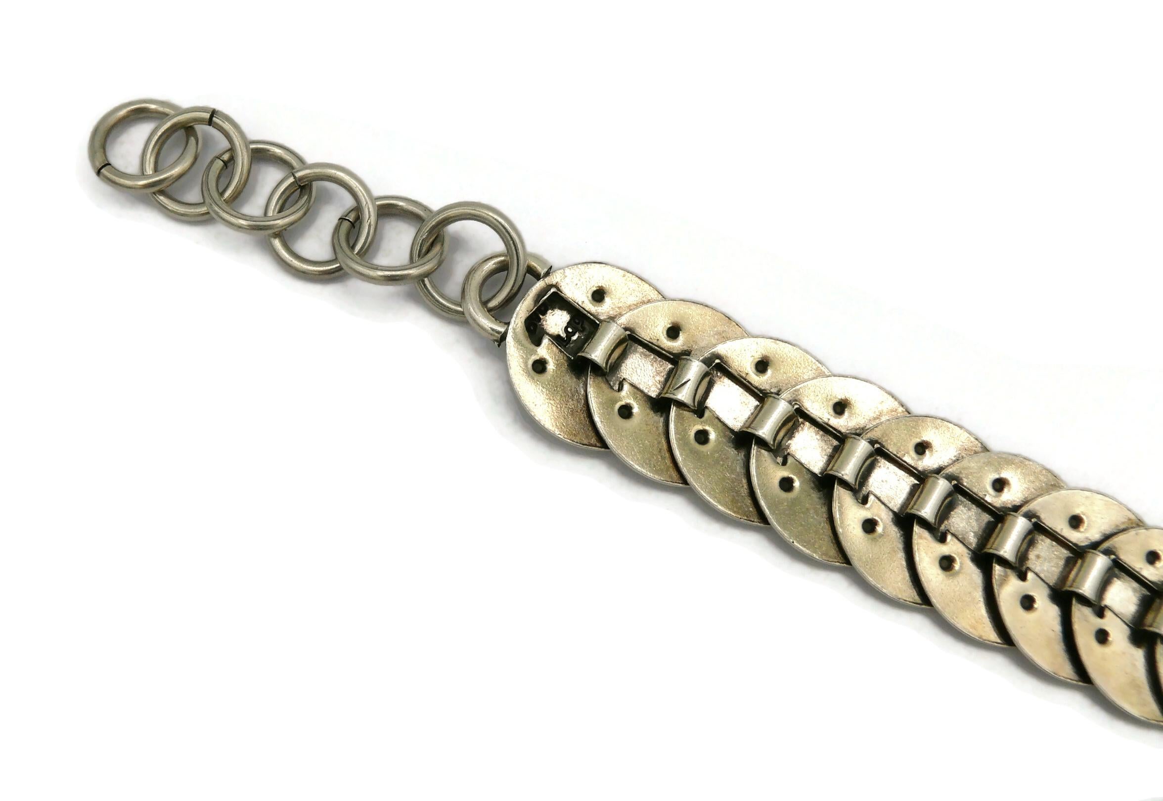 PACO RABANNE Vintage Rhodoid and Metal Discs Necklace For Sale 5