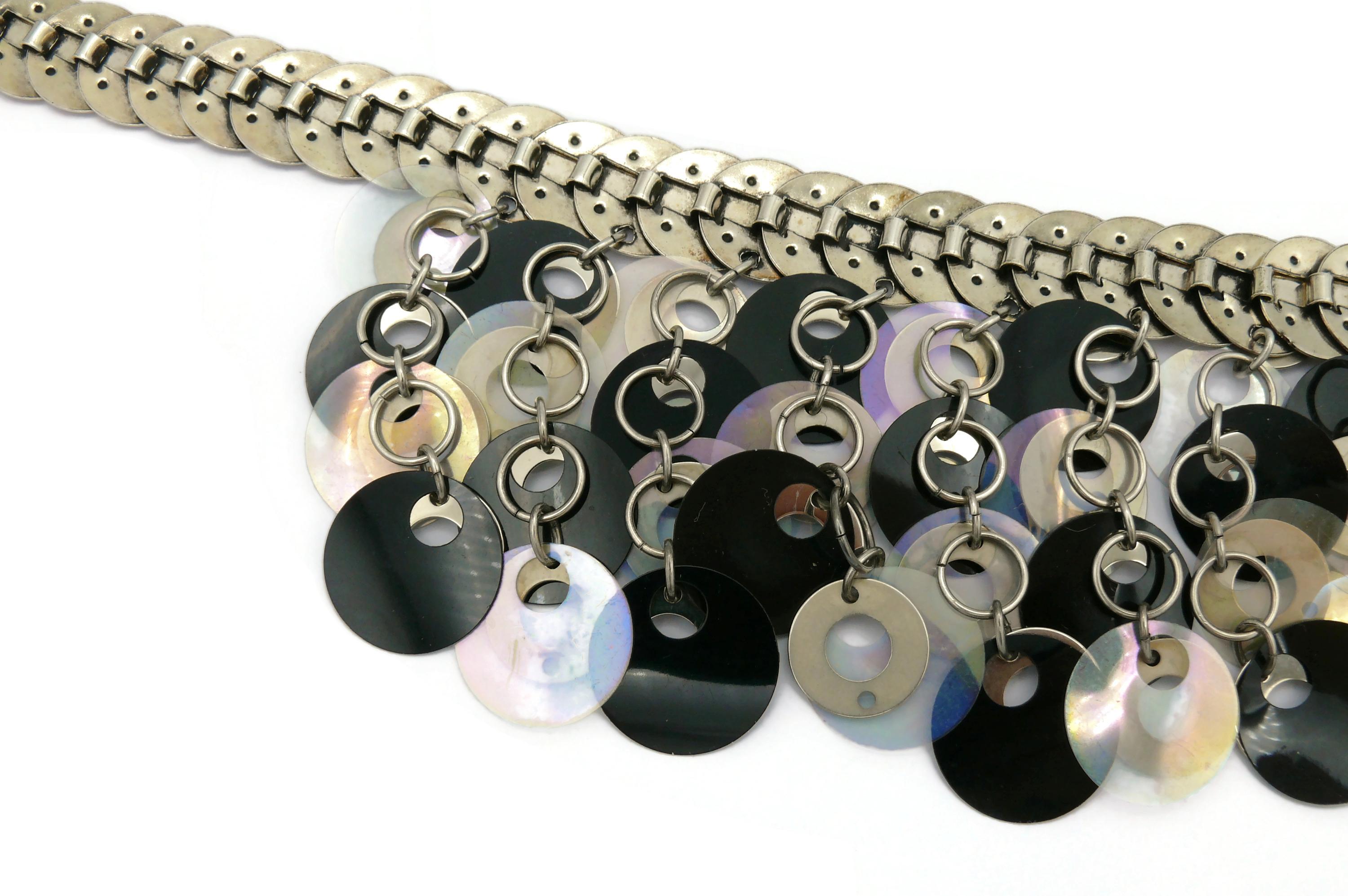 PACO RABANNE Vintage Rhodoid and Metal Discs Necklace For Sale 7