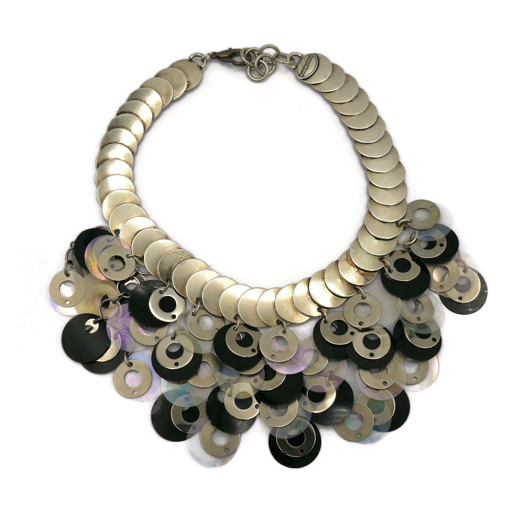 PACO RABANNE Vintage Rhodoid and Metal Discs Necklace In Good Condition For Sale In Nice, FR