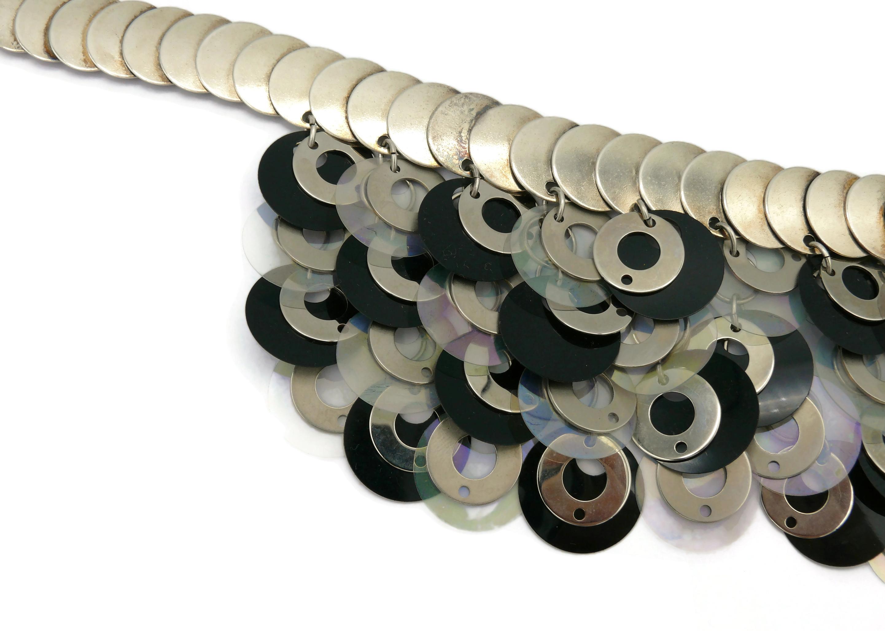 PACO RABANNE Vintage Rhodoid and Metal Discs Necklace In Good Condition For Sale In Nice, FR