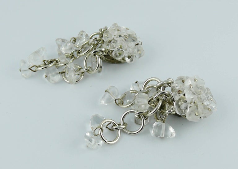Boucles D'oreilles Vintage Paco Rabanne - Perles De Nacre, Laiton Argenté - Occasion