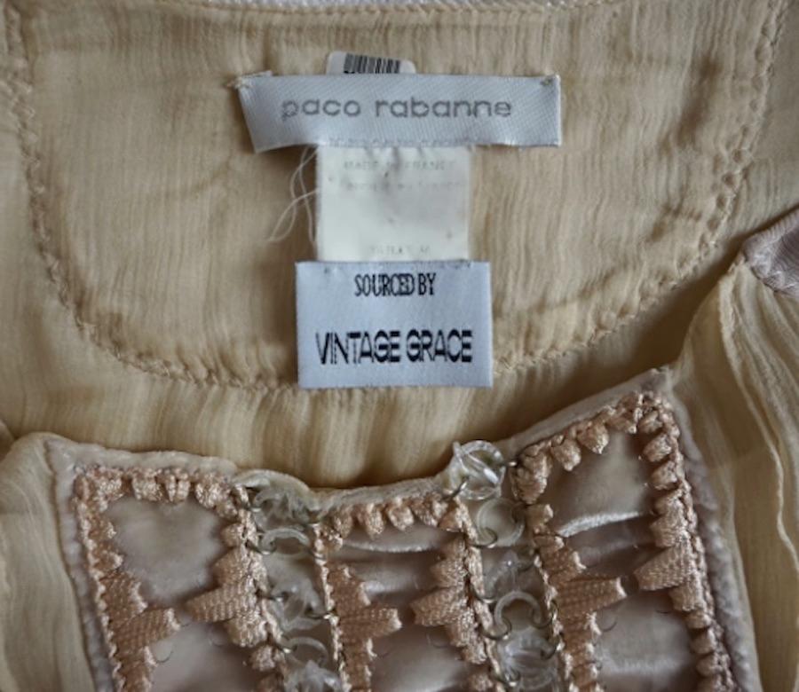 Paco Rabanne Vintage Sheer Dress with Chest Embellishment For Sale 1