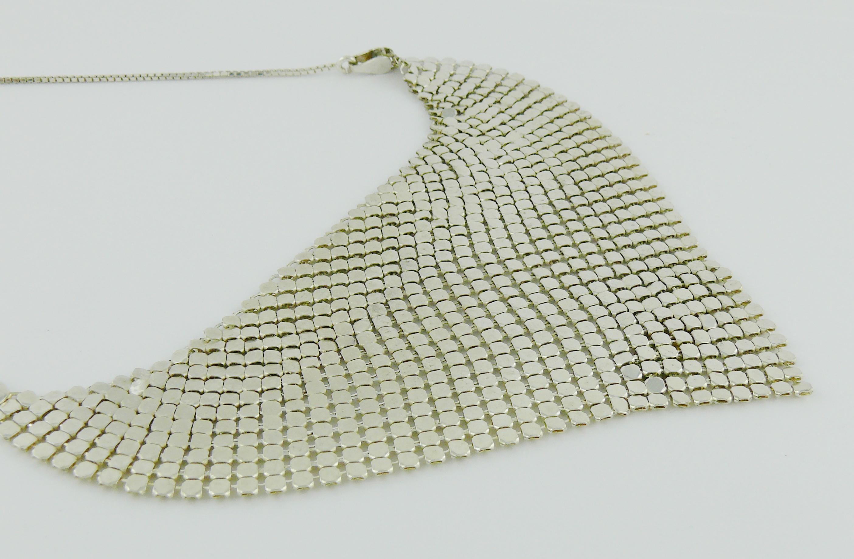 Paco Rabanne Vintage Silver Mesh Metal Necklace In Good Condition In Nice, FR