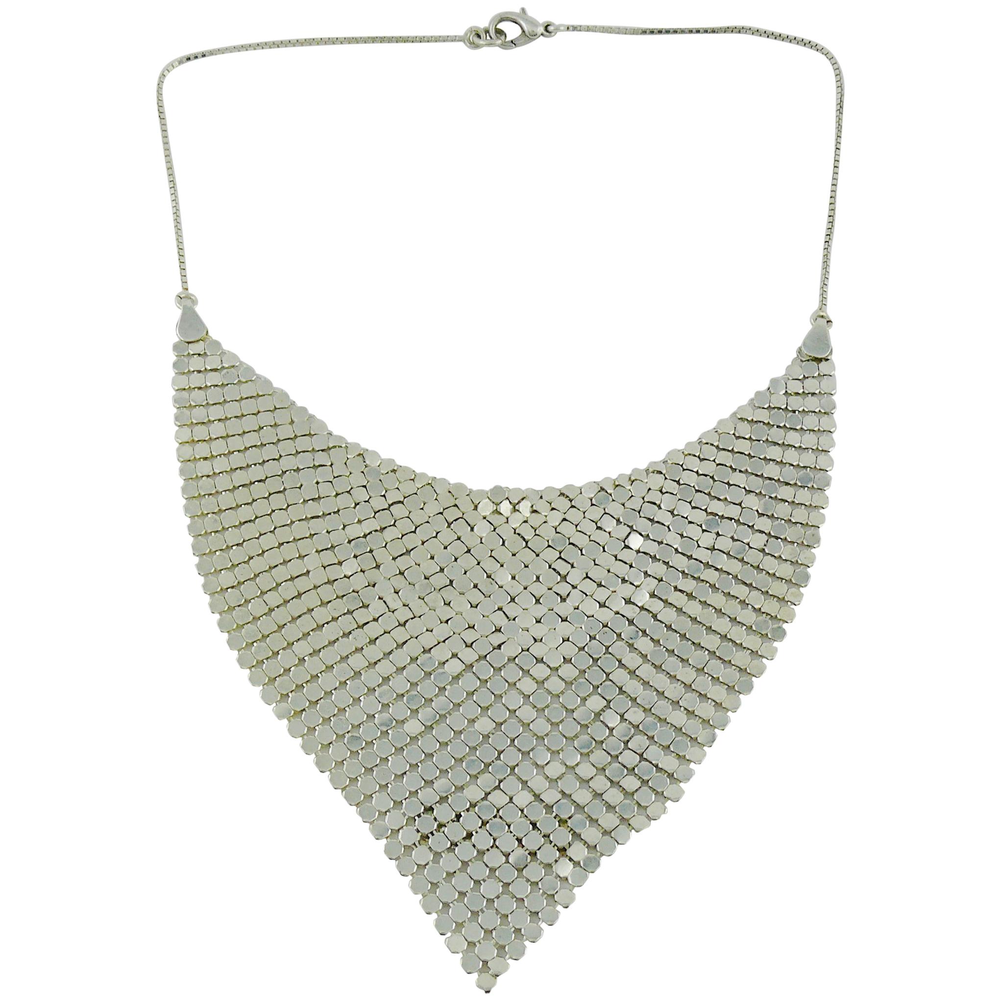 Paco Rabanne Vintage Silver Mesh Metal Necklace