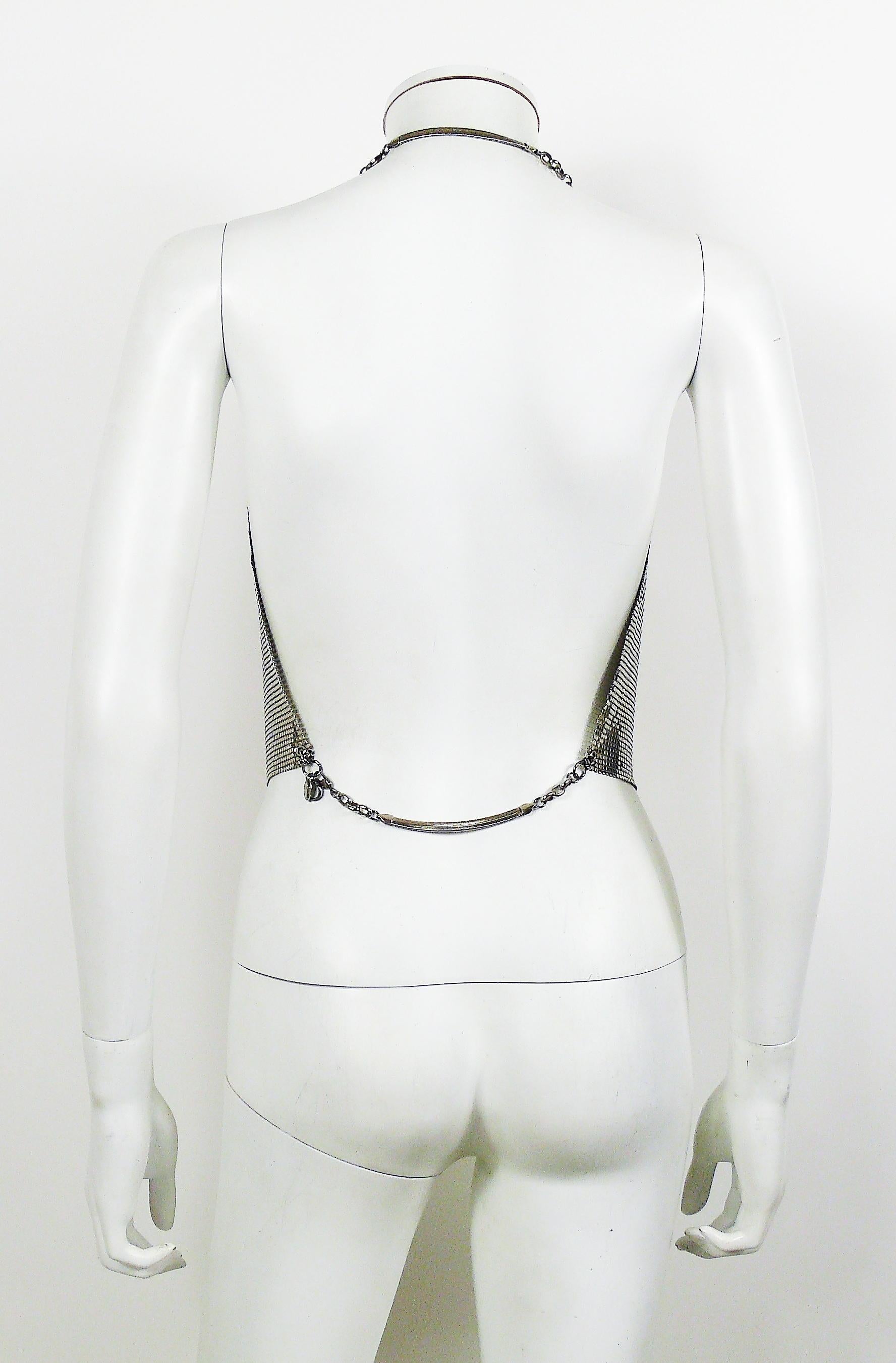 PACO RABANNE Vintage Silber Metallgeflecht Drapiertes rückenfreies Top im Angebot 3