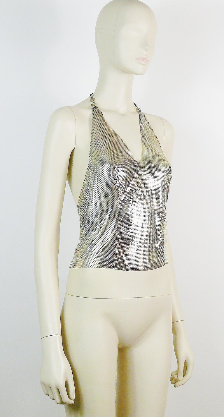 Paco Rabanne Vintage Silver Metal Mesh Iconic Backless Top at
