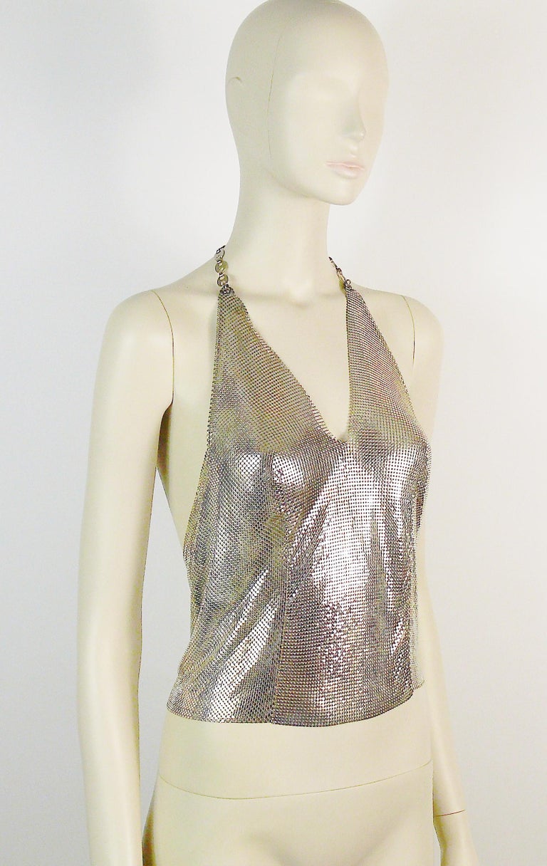 Paco Rabanne Vintage Silver Metal Mesh Iconic Backless Top at 1stDibs