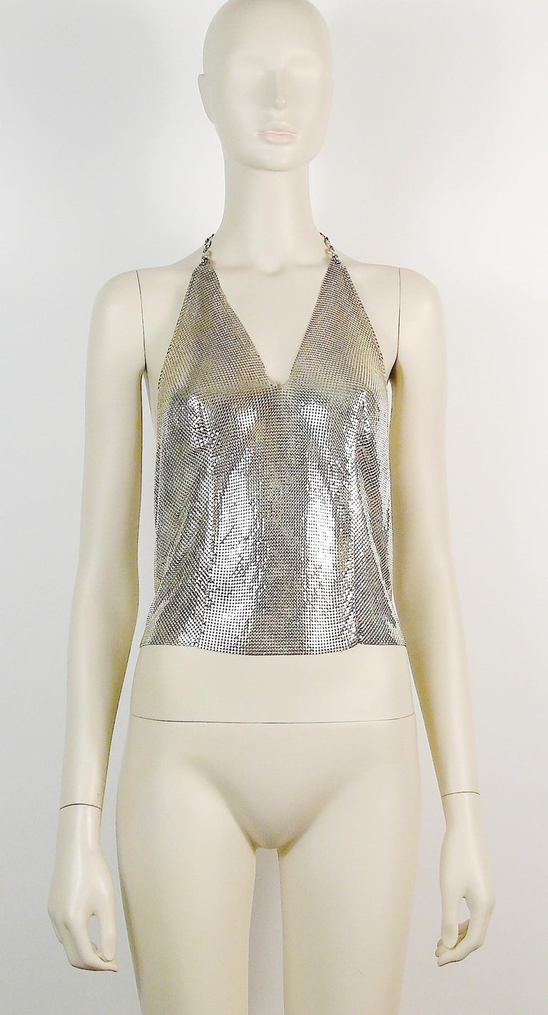 Paco Rabanne Vintage Silver Metal Mesh Iconic Backless Top at