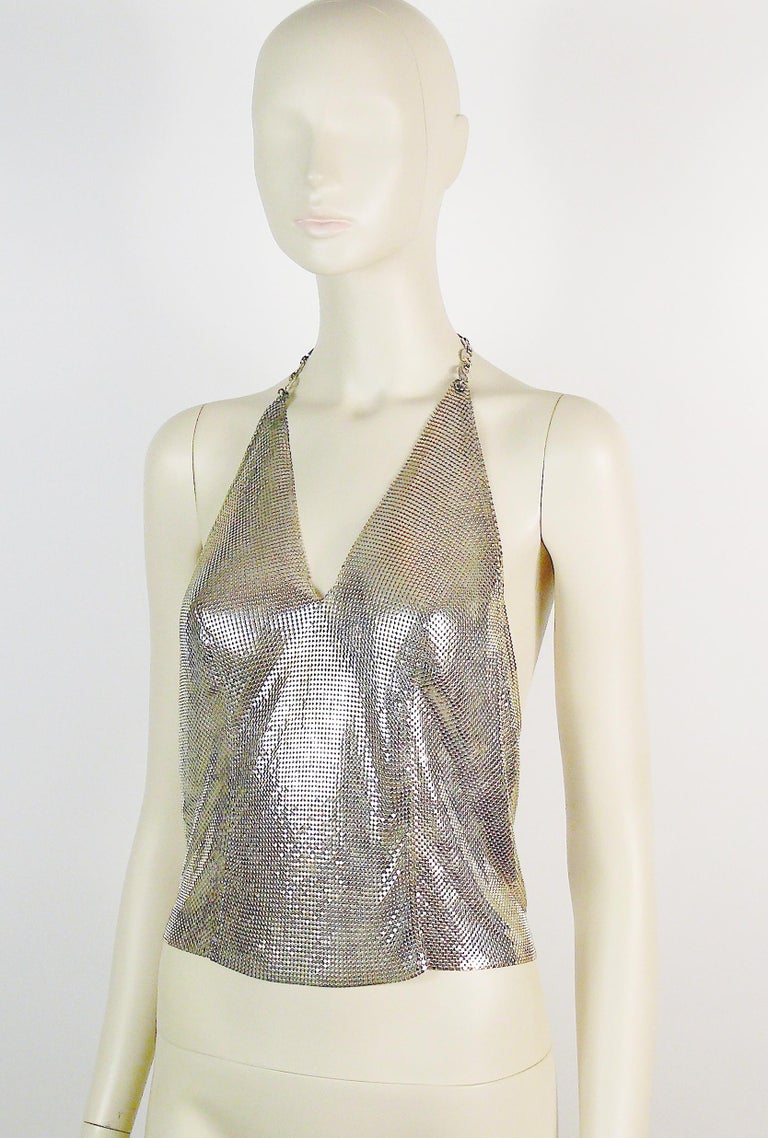 Paco Rabanne Vintage Silver Metal Mesh Iconic Backless Top at 1stDibs