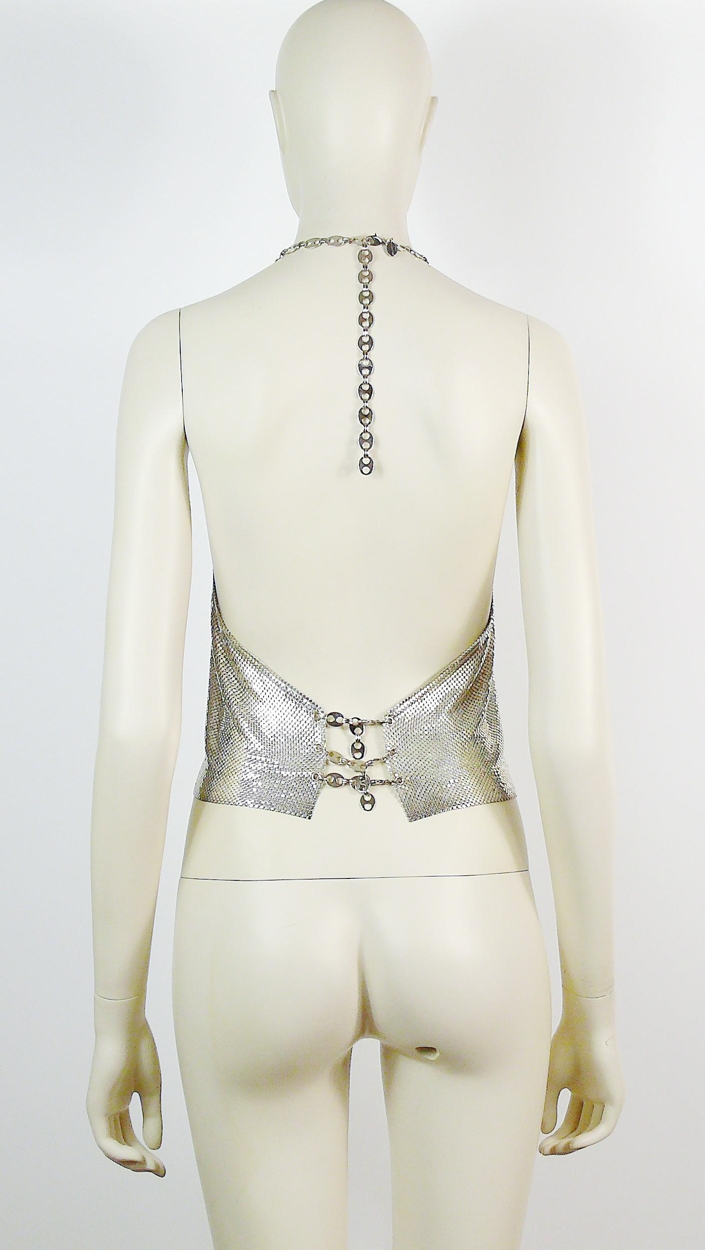 Women's Paco Rabanne Vintage Silver Metal Mesh Iconic Backless Top