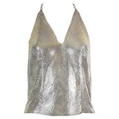 Paco Rabanne Vintage Silber Metall Mesh ikonisches rückenfreies Top