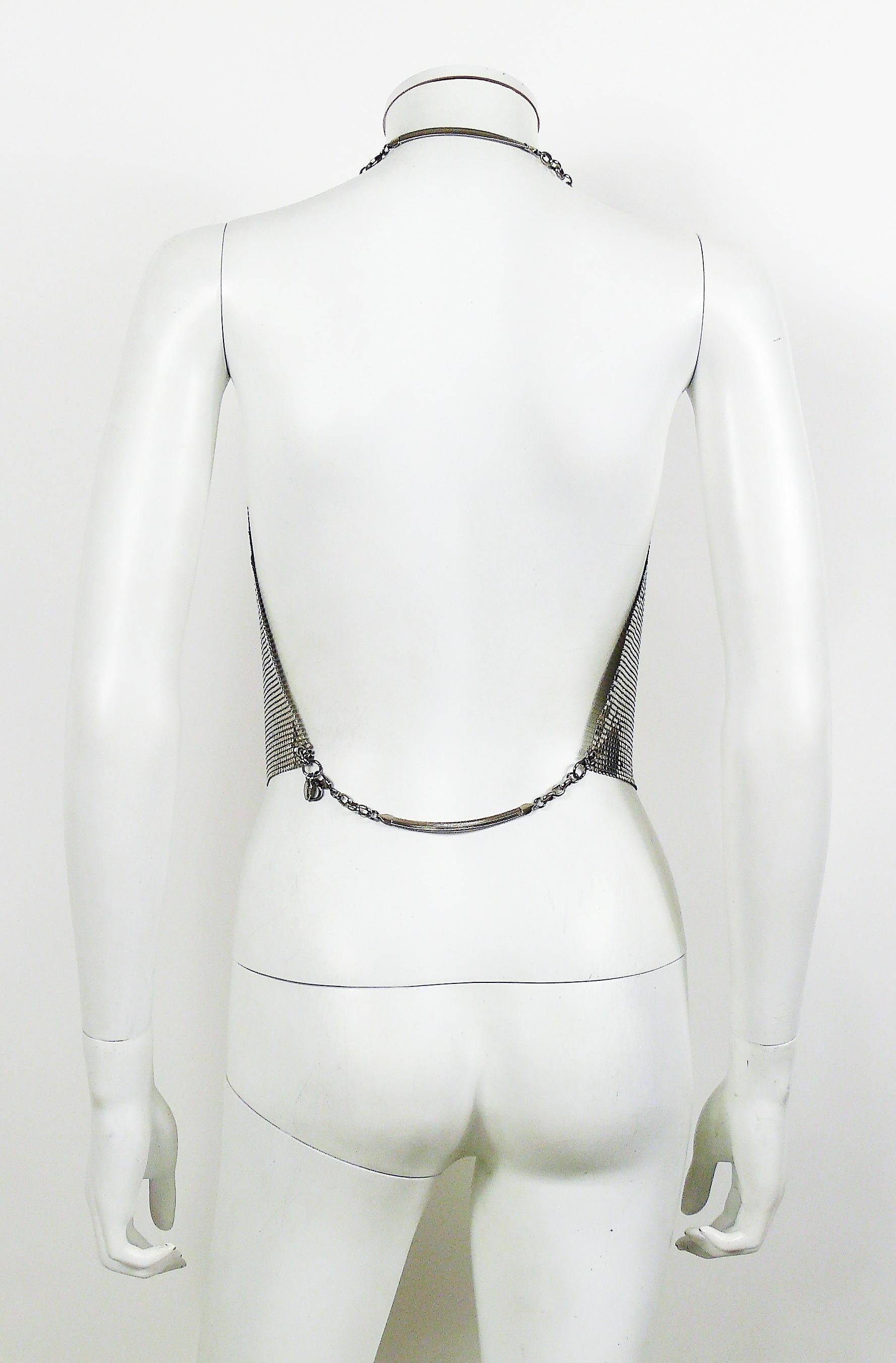 Women's Paco Rabanne Vintage Silver Metal Mesh Iconic Draped Backless Top For Sale