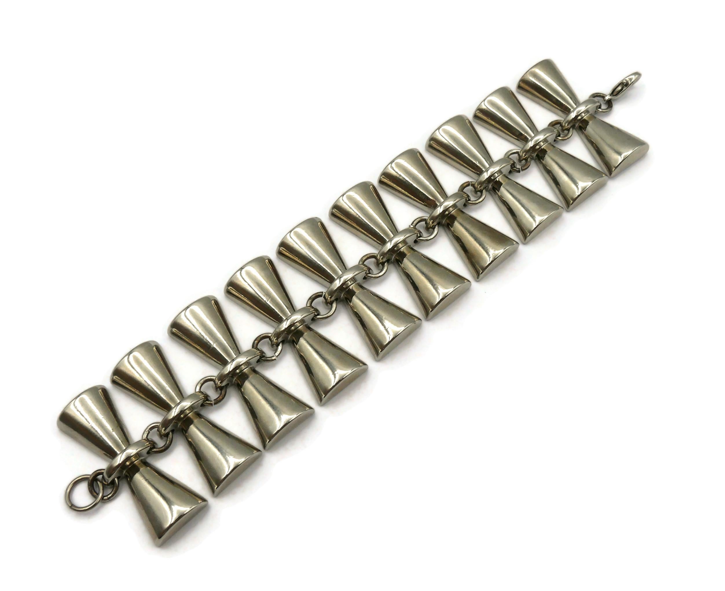 PACO RABANNE Vintage Silver Tone Diabolo Link Bracelet For Sale 3