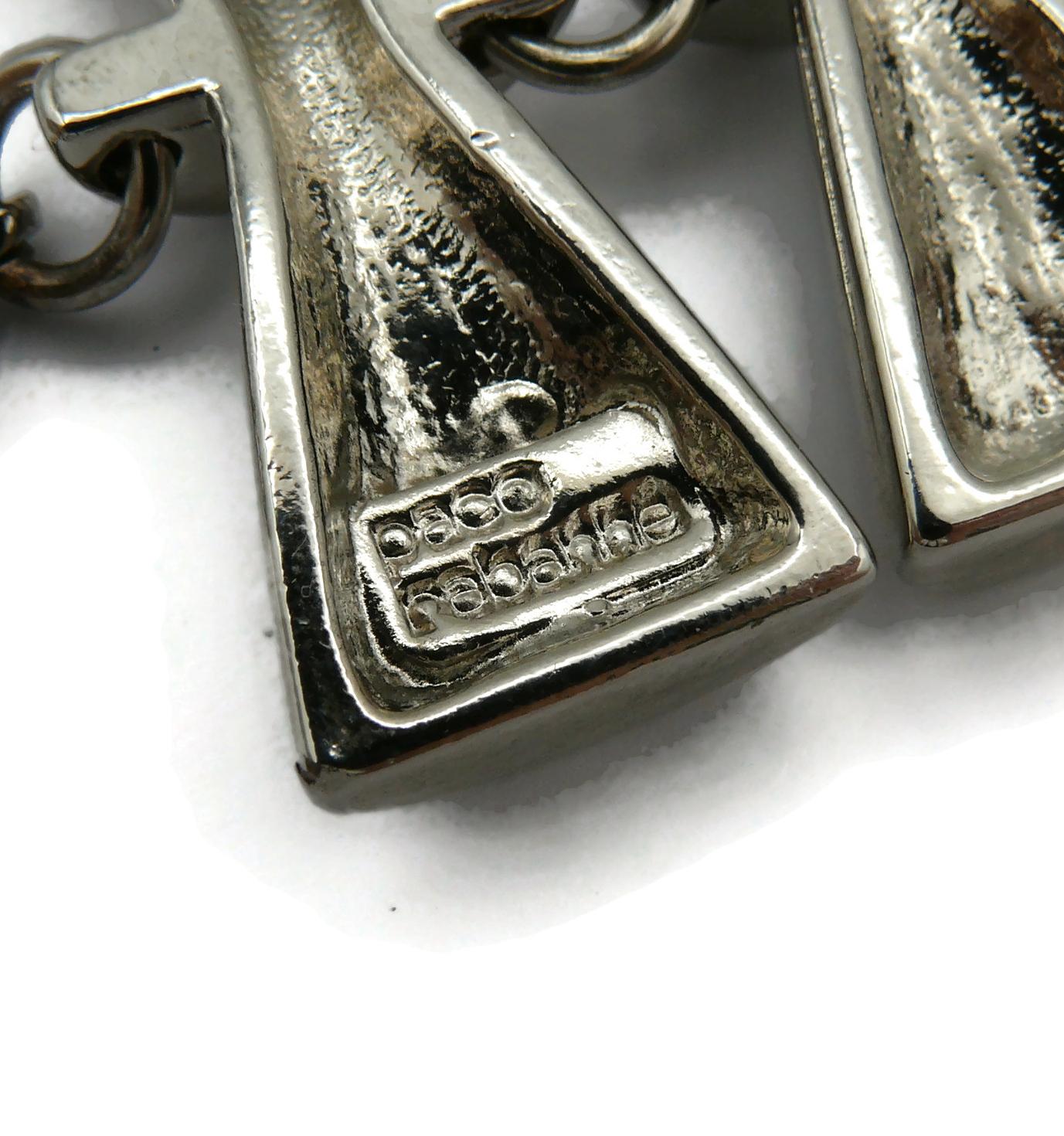 PACO RABANNE Vintage Silver Tone Diabolo Link Bracelet For Sale 6
