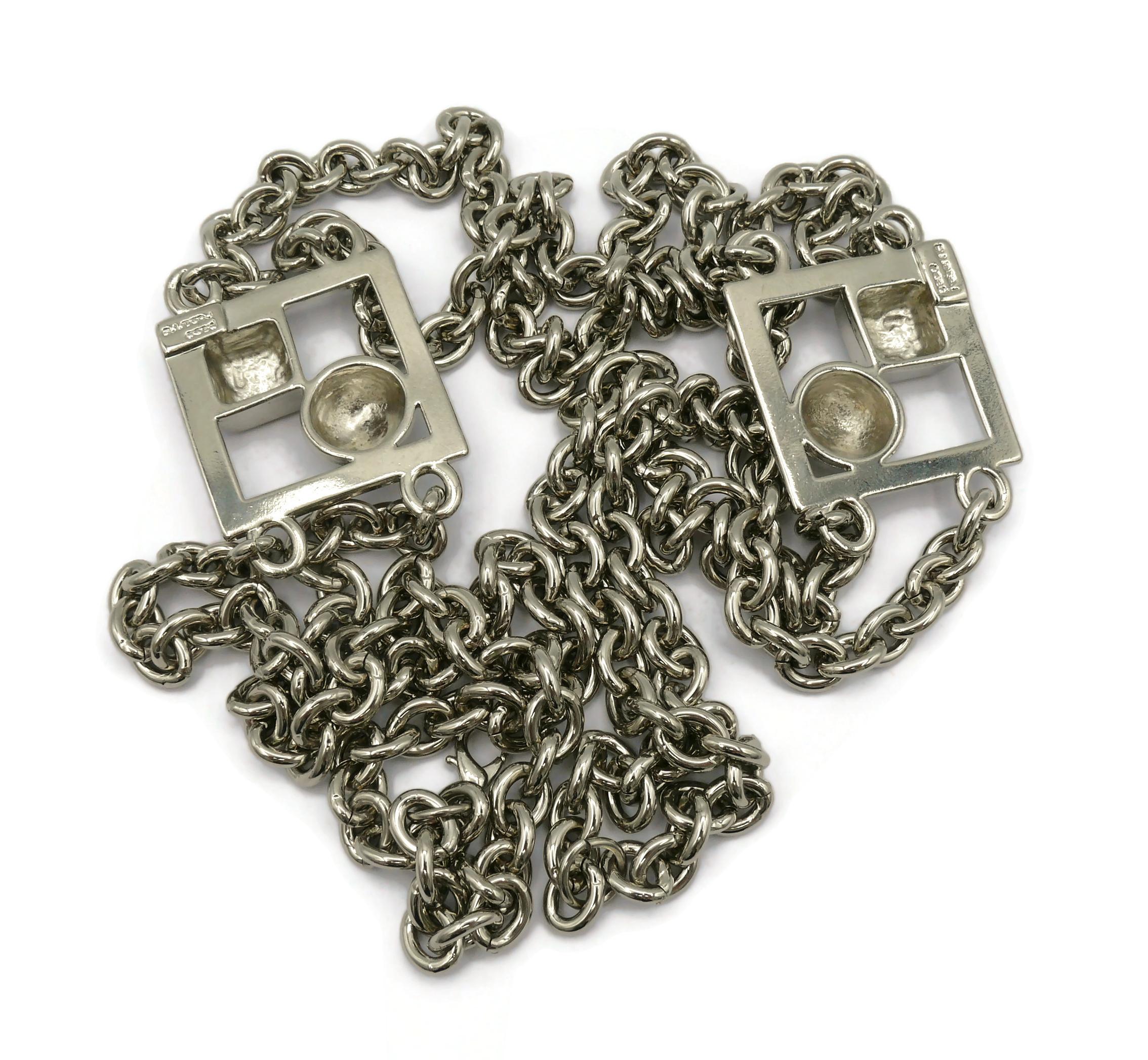 PACO RABANNE Vintage Silver Tone Modernist Chain Necklace For Sale 5