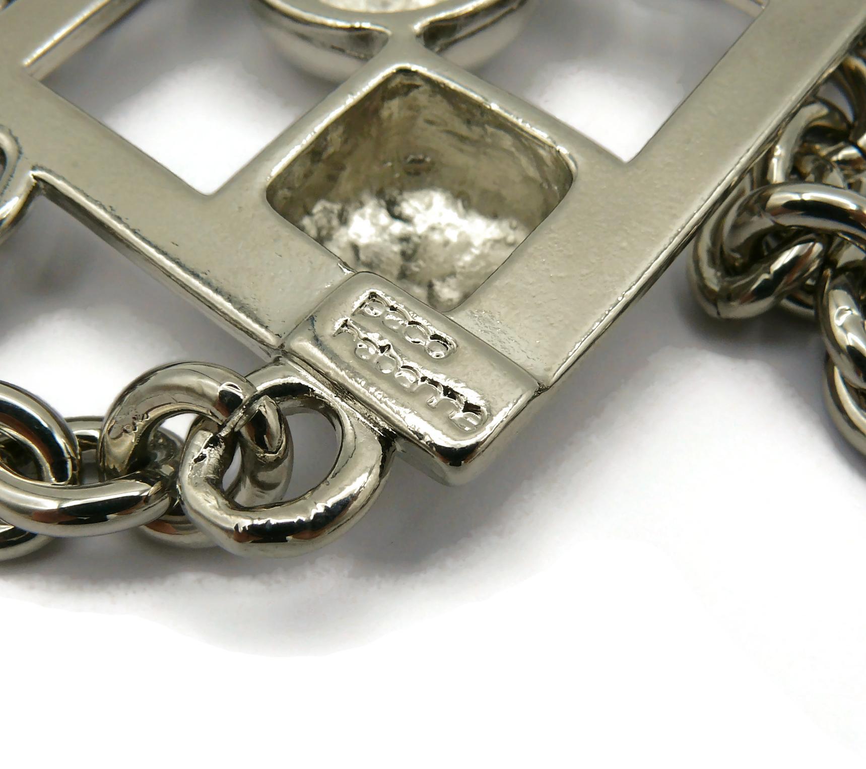 PACO RABANNE Vintage Silver Tone Modernist Chain Necklace For Sale 8