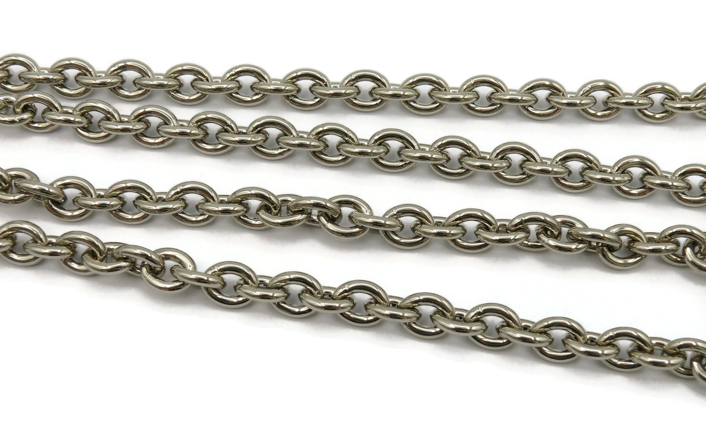 PACO RABANNE Vintage Silver Tone Modernist Chain Necklace In Good Condition For Sale In Nice, FR