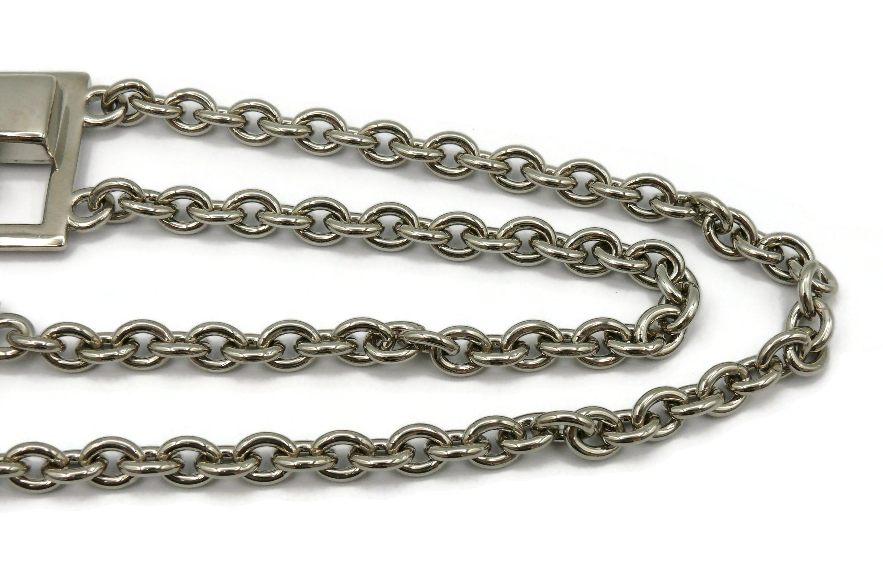 Women's PACO RABANNE Vintage Silver Tone Modernist Chain Necklace For Sale