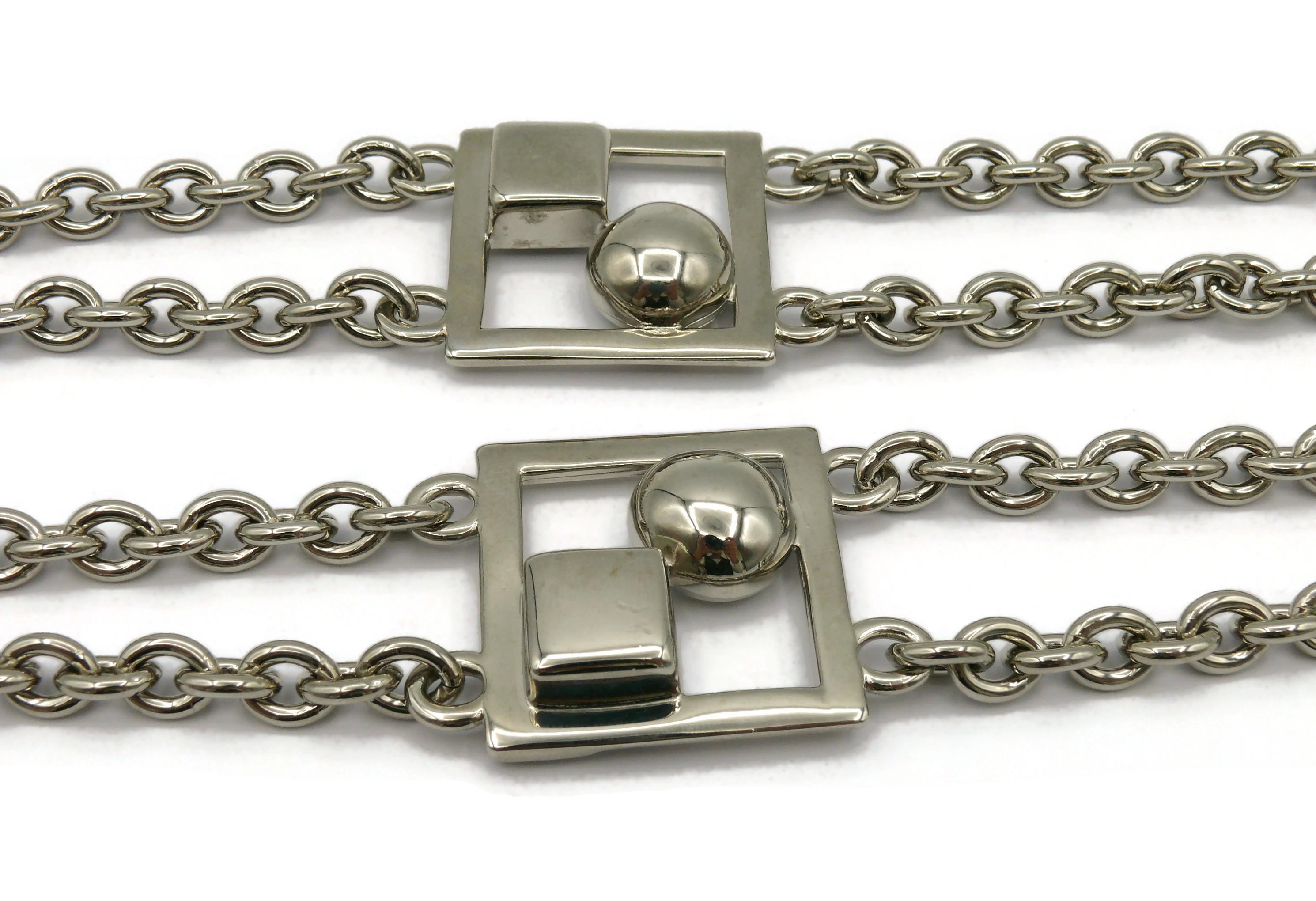 PACO RABANNE Vintage Silver Tone Modernist Chain Necklace For Sale 2