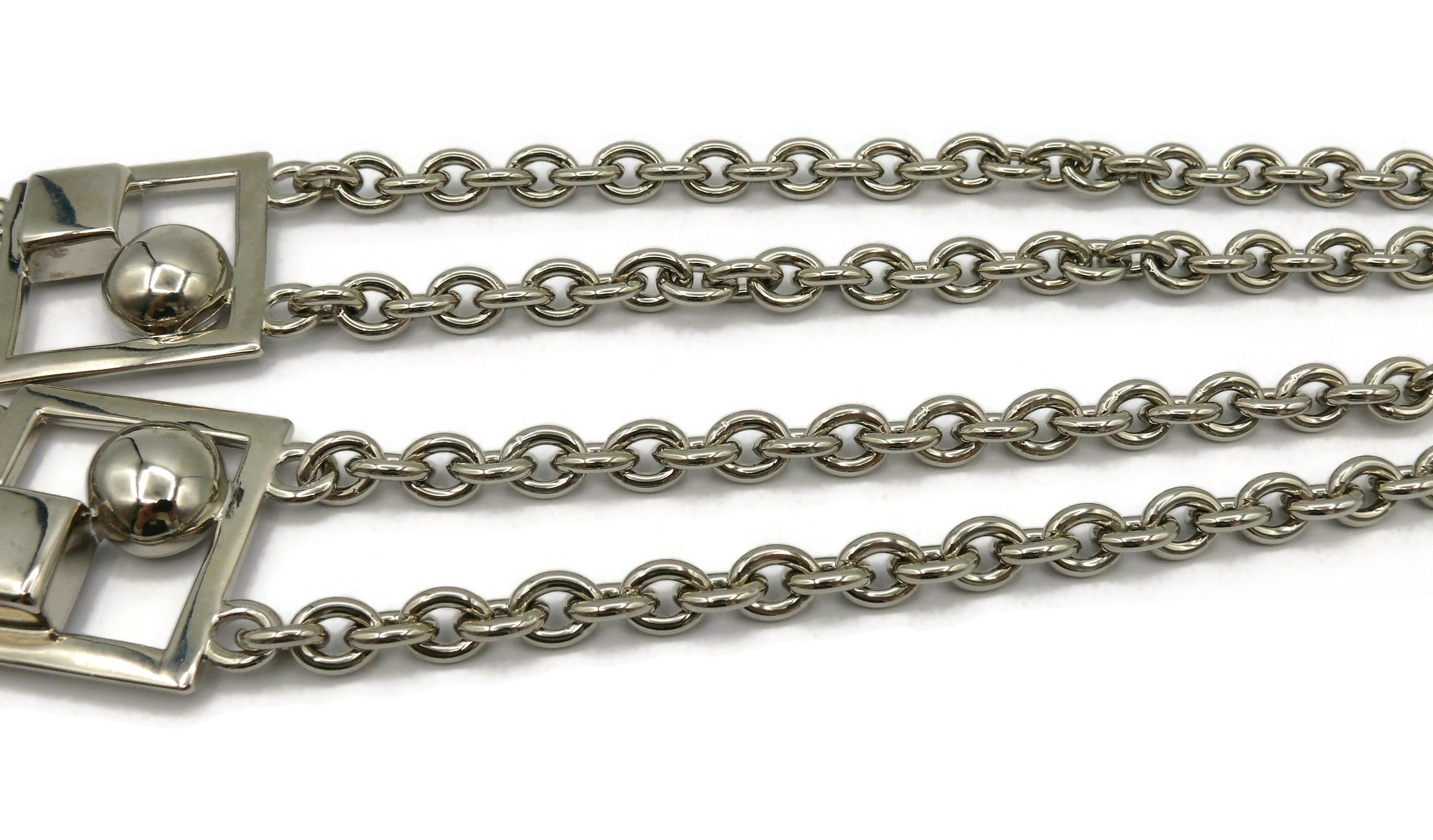PACO RABANNE Vintage Silver Tone Modernist Chain Necklace For Sale 3