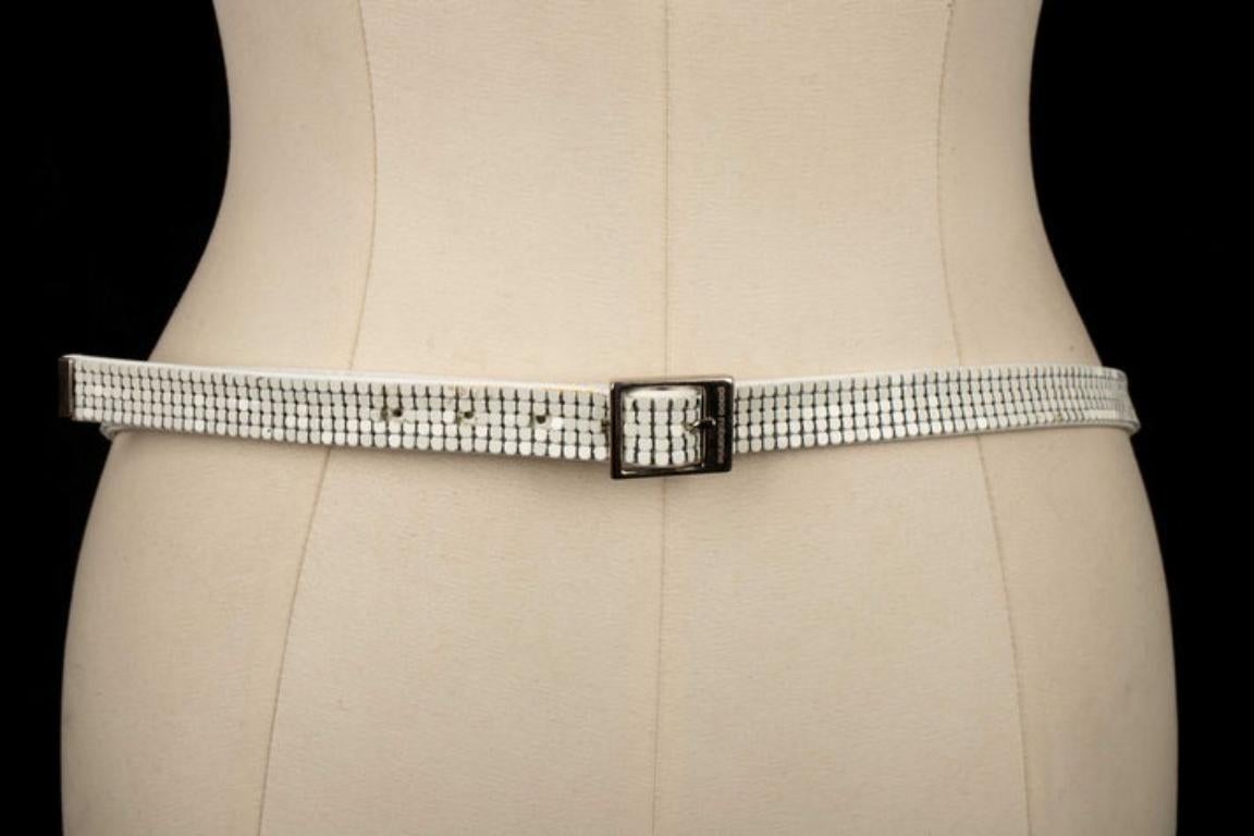 Gray Paco Rabanne White Leather Belt For Sale