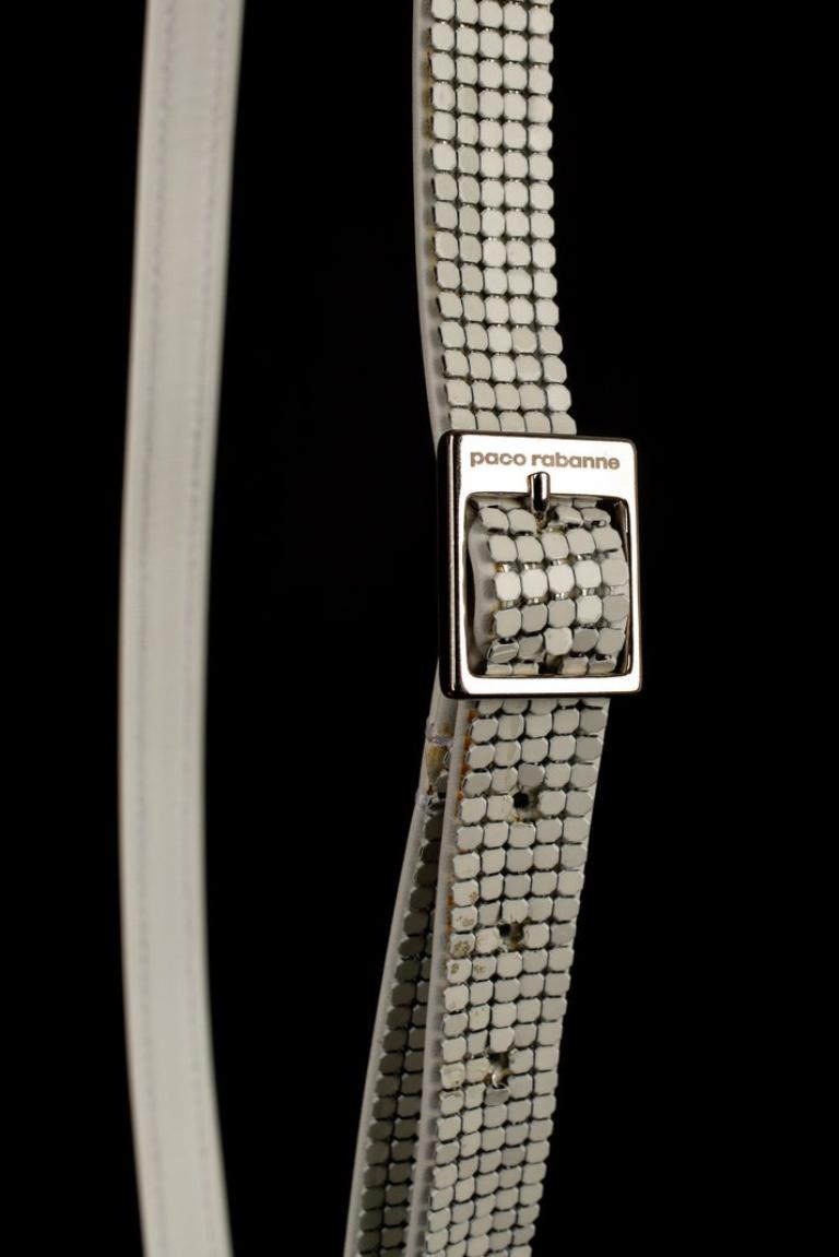 Paco Rabanne White Leather Belt In Good Condition For Sale In SAINT-OUEN-SUR-SEINE, FR