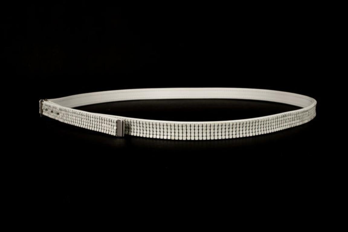 Paco Rabanne White Leather Belt For Sale 2