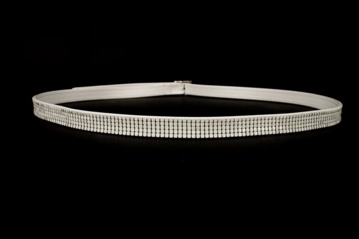 Paco Rabanne White Leather Belt For Sale 3