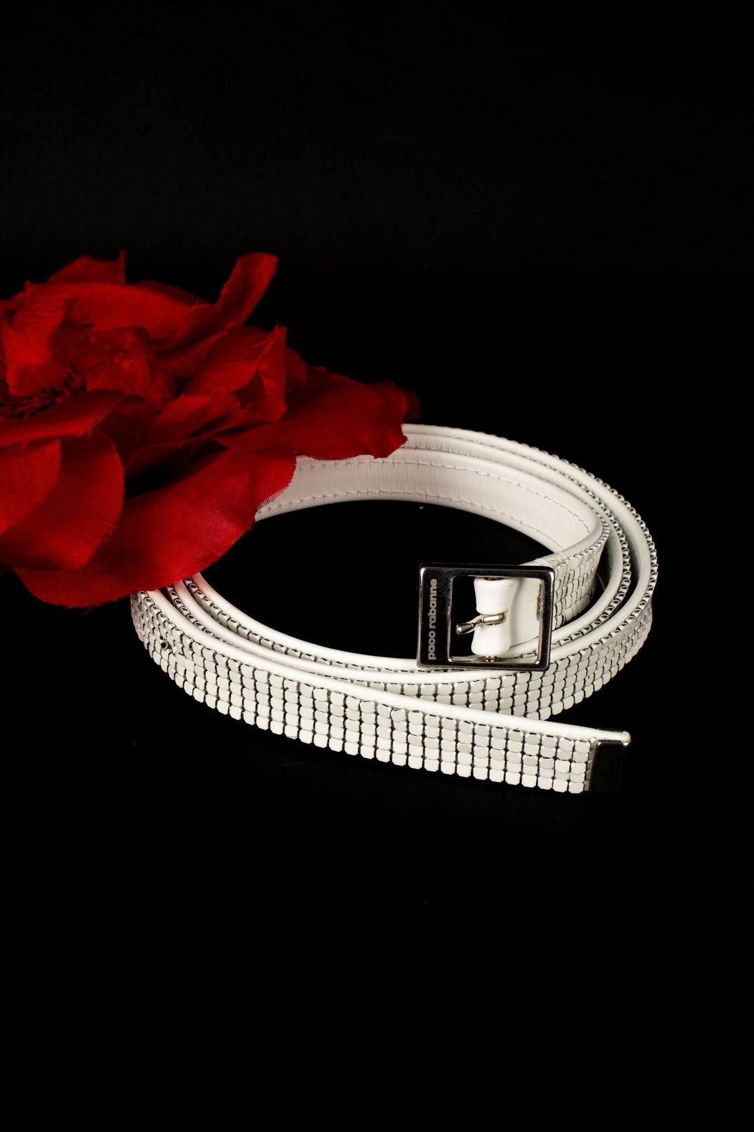 Paco Rabanne White Leather Belt For Sale 4