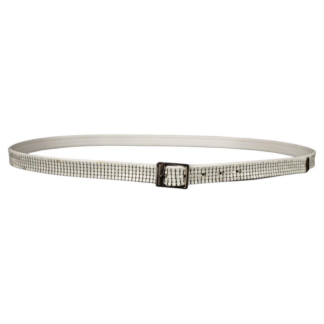 Paco Rabanne White Leather Belt