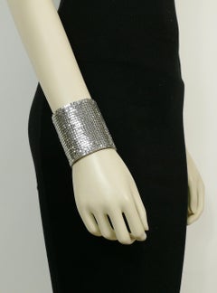 Paco Rabanne large manchette bracelet disco de couleur argent