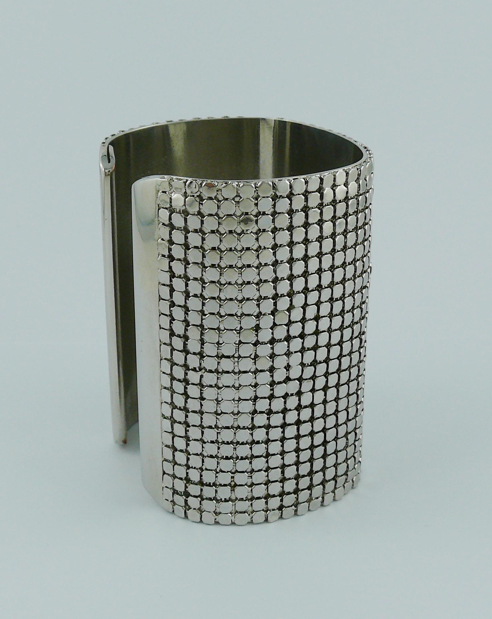 Women's Paco Rabanne Wide Silver Toned Disco Bracelet Cuff For Sale