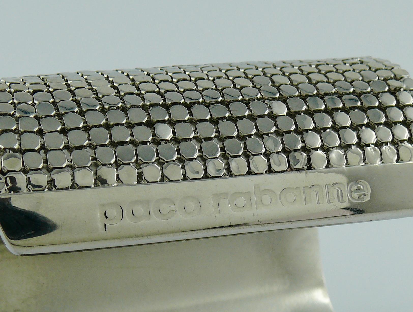 Paco Rabanne Wide Silver Toned Disco Bracelet Cuff For Sale 3